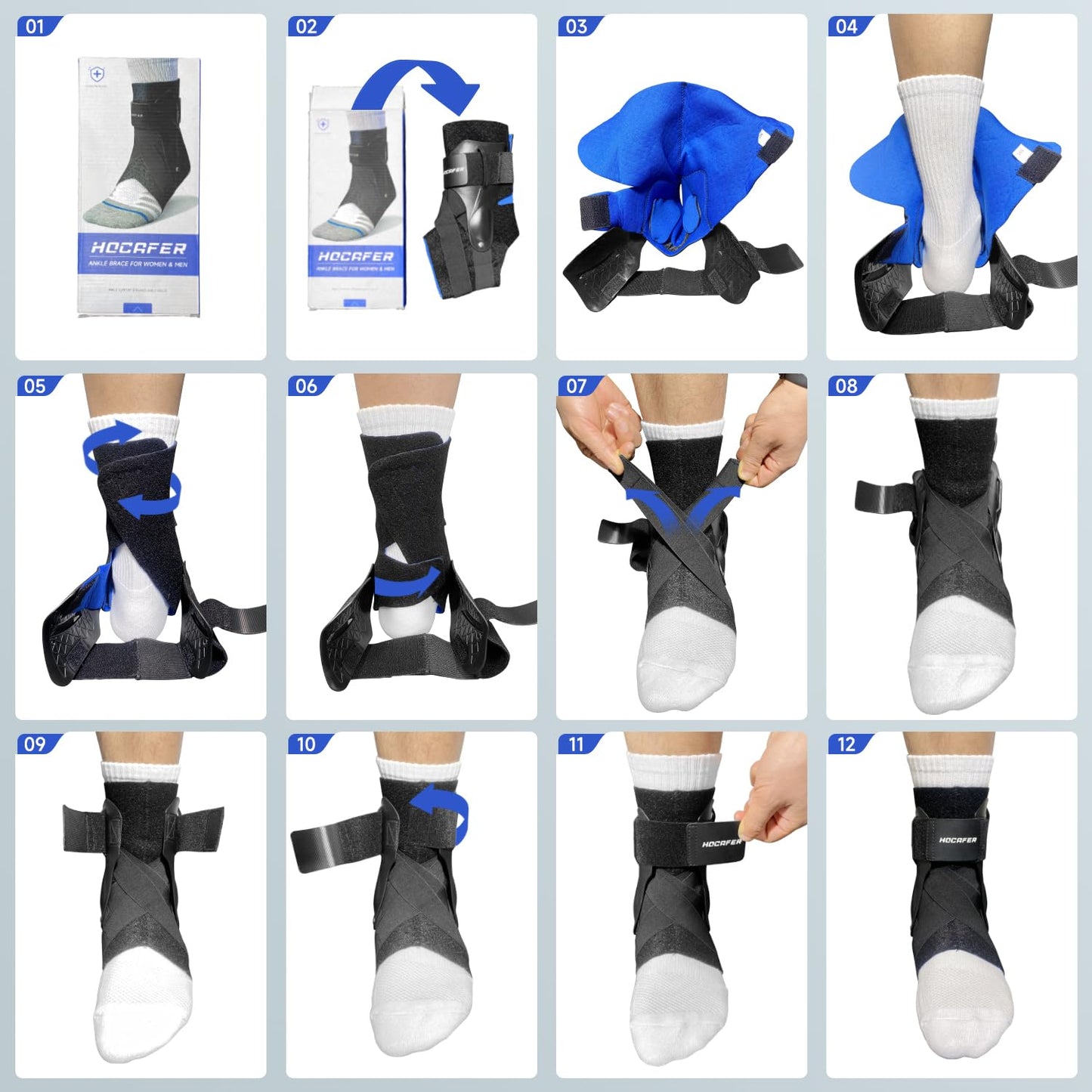 Hocafer Right Ankle Brace for Women & Men - Ankle Support Sprained Ankle Brace for Achilles,Tendon,Sprain,Injury Recovery,Ankle Support Brace for Running, Basketball, Football (Black,M,Right)