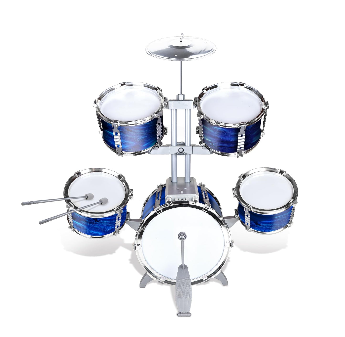 Kids Drum Set for Toddlers 1-3 Musical Jazz Drum with Stool Toys for 2-5 4-6 5-7 Boys Girls Birthday, Blue