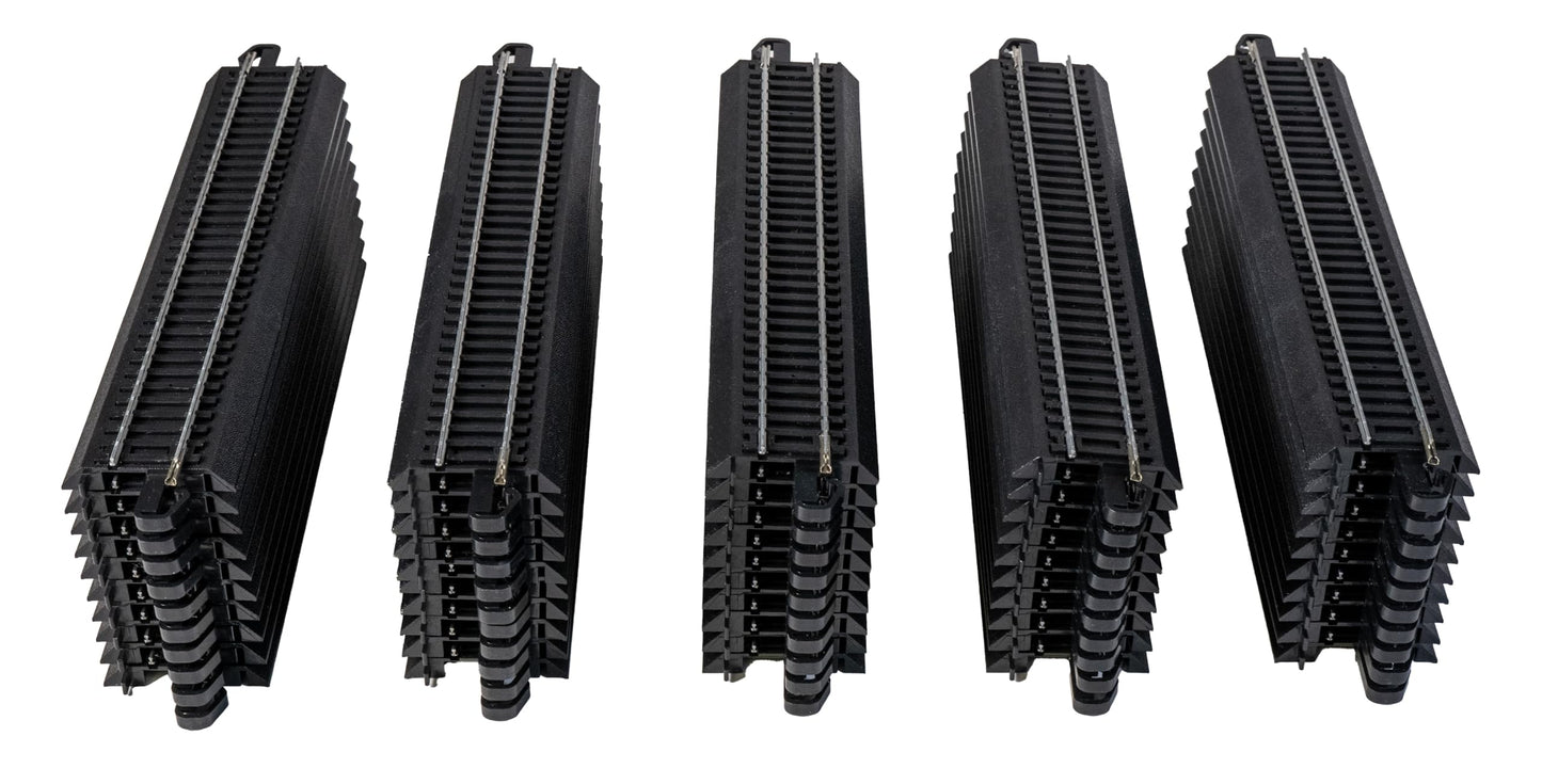 Bachmann Trains - Snap-Fit E-Z TRACK 9” STRAIGHT TRACK - BULK (50 pcs) - STEEL ALLOY Rail With Black Roadbed - HO Scale