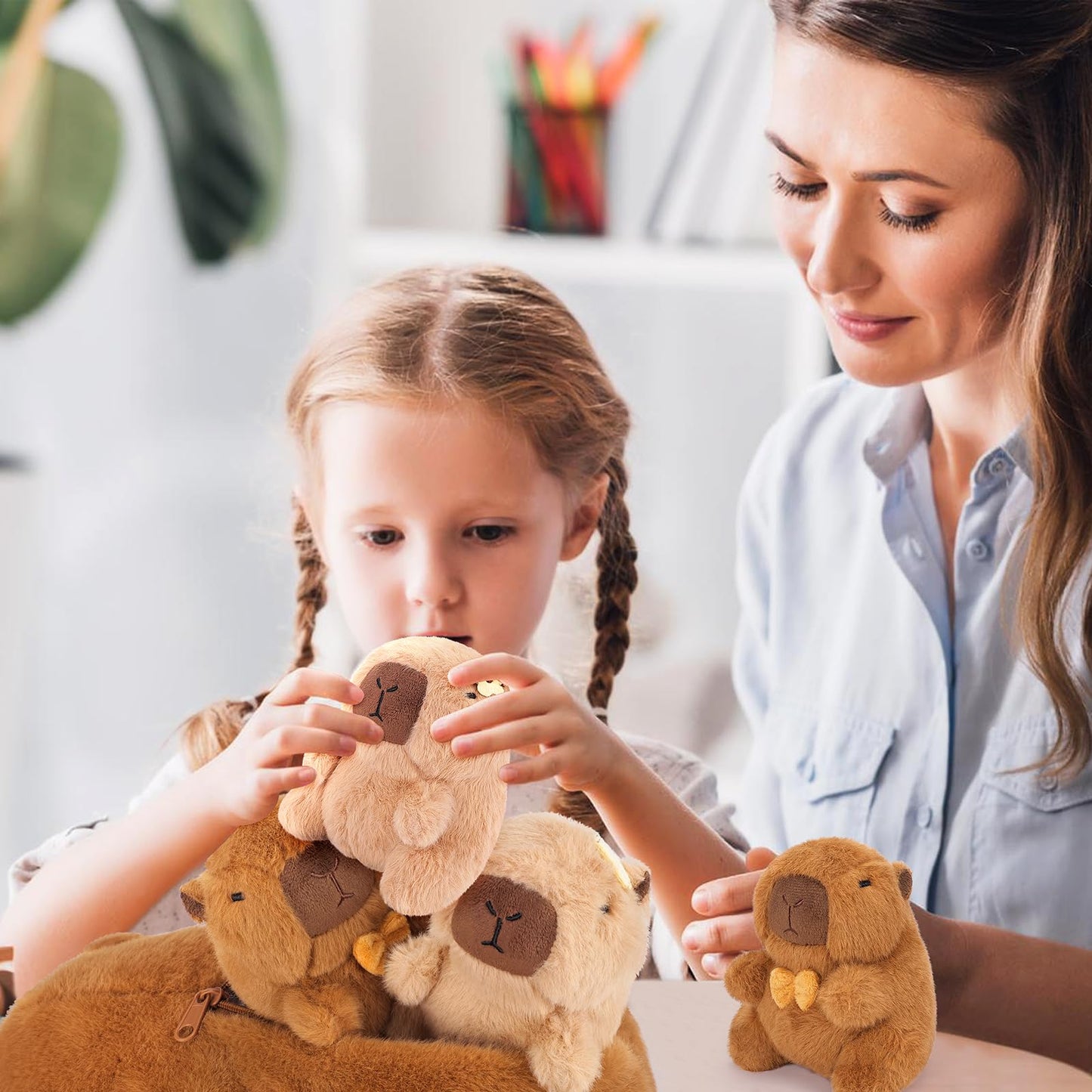Achwishap 5PCS Capybara Family,Kawaii Cushion Doll for Kids Adult(16” Capybara Family)