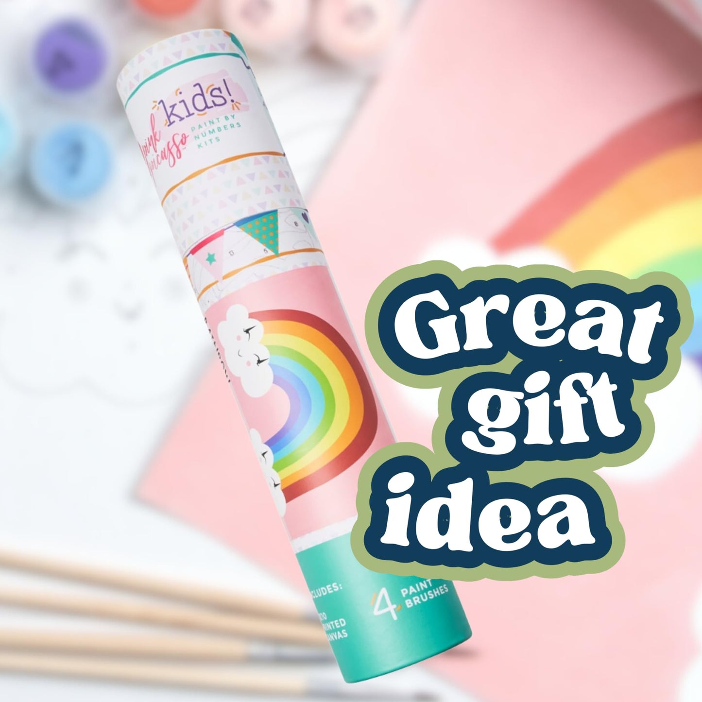 Pink Picasso Kits Paint by Number for Kids | Pizza (8x10) | Fun & Playful DIY Food-Themed Painting Kit