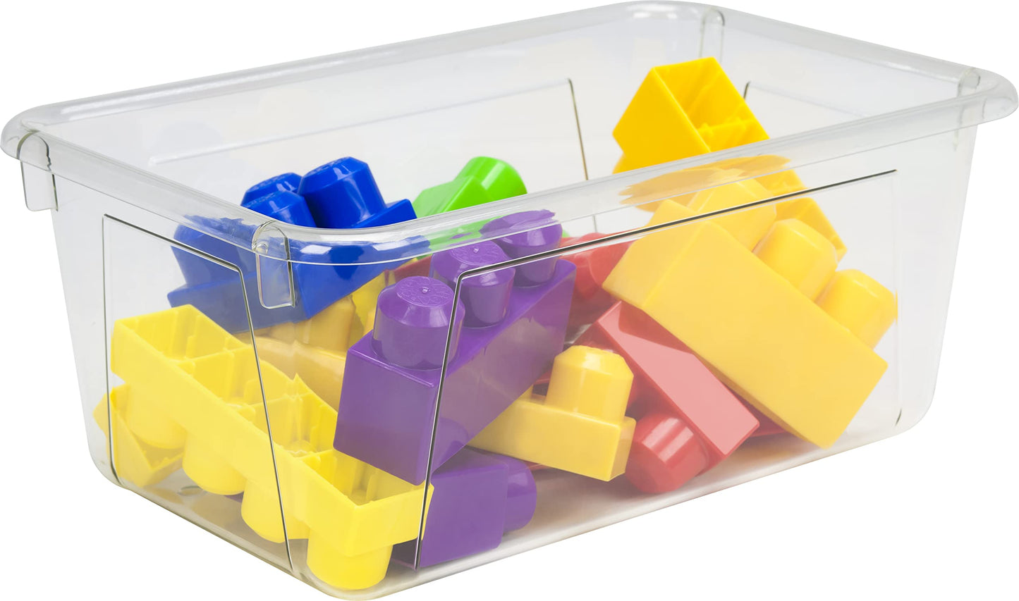 Storex Small Cubby Bins – Plastic Storage Containers for Classroom, 12.2 x 7.8 x 5.1 inches, Clear, 5-Pack (62464A05C)