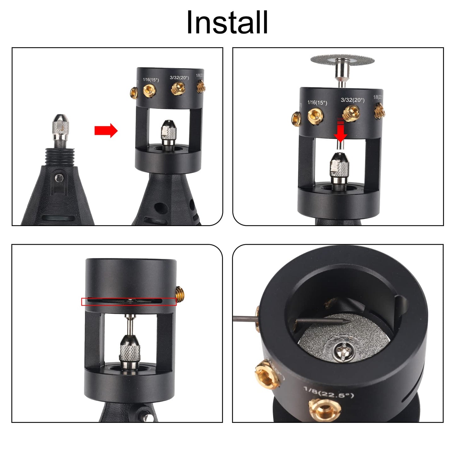 3mirrors Tungsten Electrode Sharpener Grinder For TIG welding, Four-angle Tungsten Electrode,TIG Welding Rotary Tool With Flat Grinding Block, Multi-Angle Offsets,5 Diamond Wheels, 2 CNC Mandrels