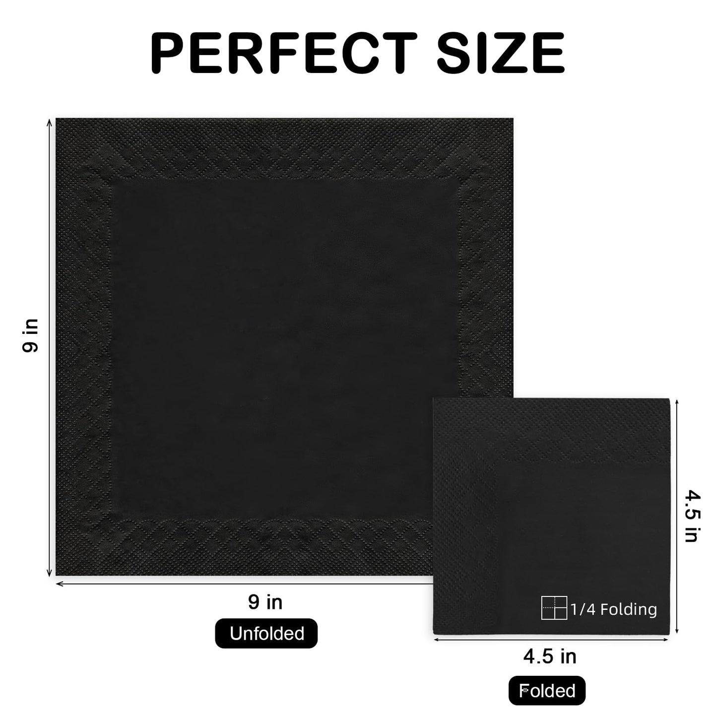Kouorao Black Cocktail Napkins - 800 Count Disposable Paper Napkins, 2-Ply 4.5 x 4.5 Inch Beverage Napkins Bulk for Dinner Wedding Bar Party and Everyday Use