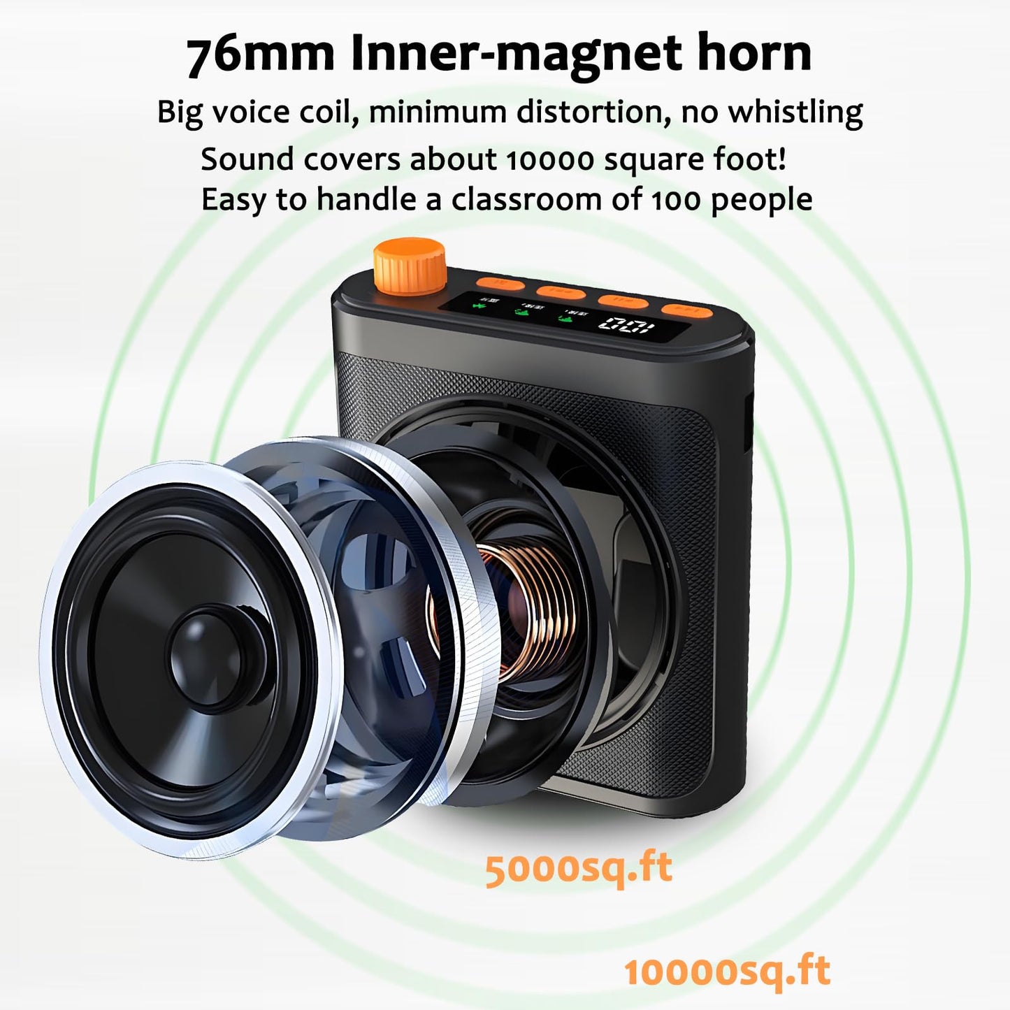 Voice Amplifier Wireless Microphone with Magnetic Lavalier, Bluetooth Voice Amplifier for Teachers with 2 Mic, Rechargeable Portable Microphone Speaker for Classroom, Yoga, Meetings, Speeches
