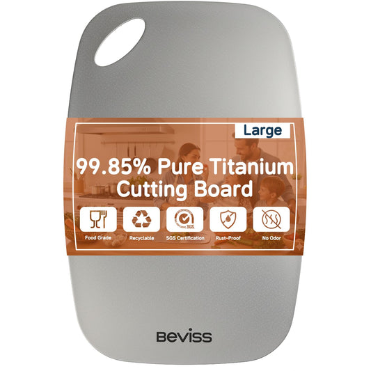Beviss Real 99.85% Pure Titanium Cutting Board Non-Toxic 15" x 11"- BPA Free, Lightweight & Durable Kitchen Chopping Board for Meat, Vegetables, Fruits, Suitable for Outdoor Carrying