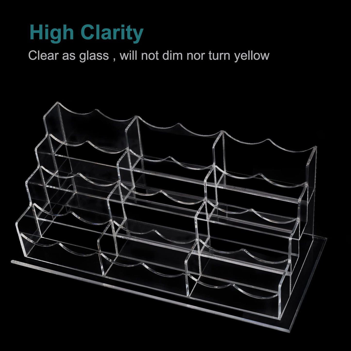 Vevitts Business Acrylic Card Holder Display for Desk, 12 Slots 4 Tiers Multiple-Clear Acrylic Business Card Stand Set, Holds Approximately 600 Cards
