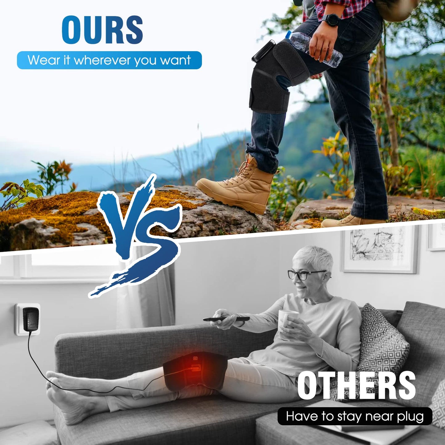MOAJAZA Knee Massager with Heat and Vibration, Heating Pad for Knee Shoulder Elbow, Heated Knee Brace for Arthritis with Massage