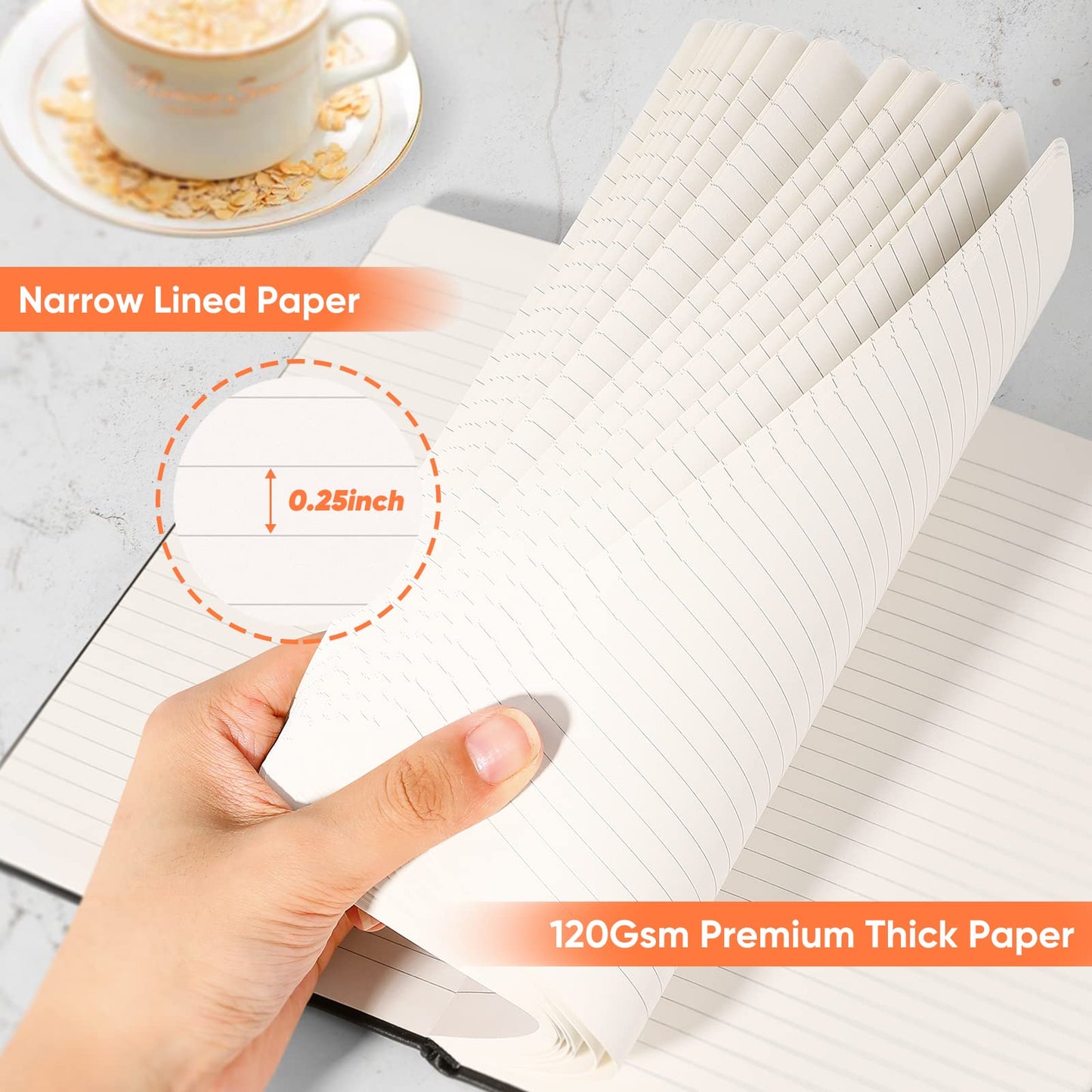 Huhuhero 10 Pack Lined Journal Notebook, A5 College Ruled Writing Journals, Hardcover Journaling Notebooks for Work Note Taking School Office Home, 5"×8.25" (10, Black)