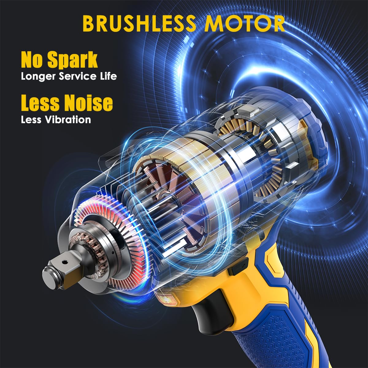 ACROPOW Cordless Impact Wrench Compatible with DEWALT 20V MAX Battery, 1/2 Inch Brushless High Torque Power Impact Gun 665 Ft-lbs(900 N.m) with 3-Mode Speed, LED Light (Bare Tool Only)