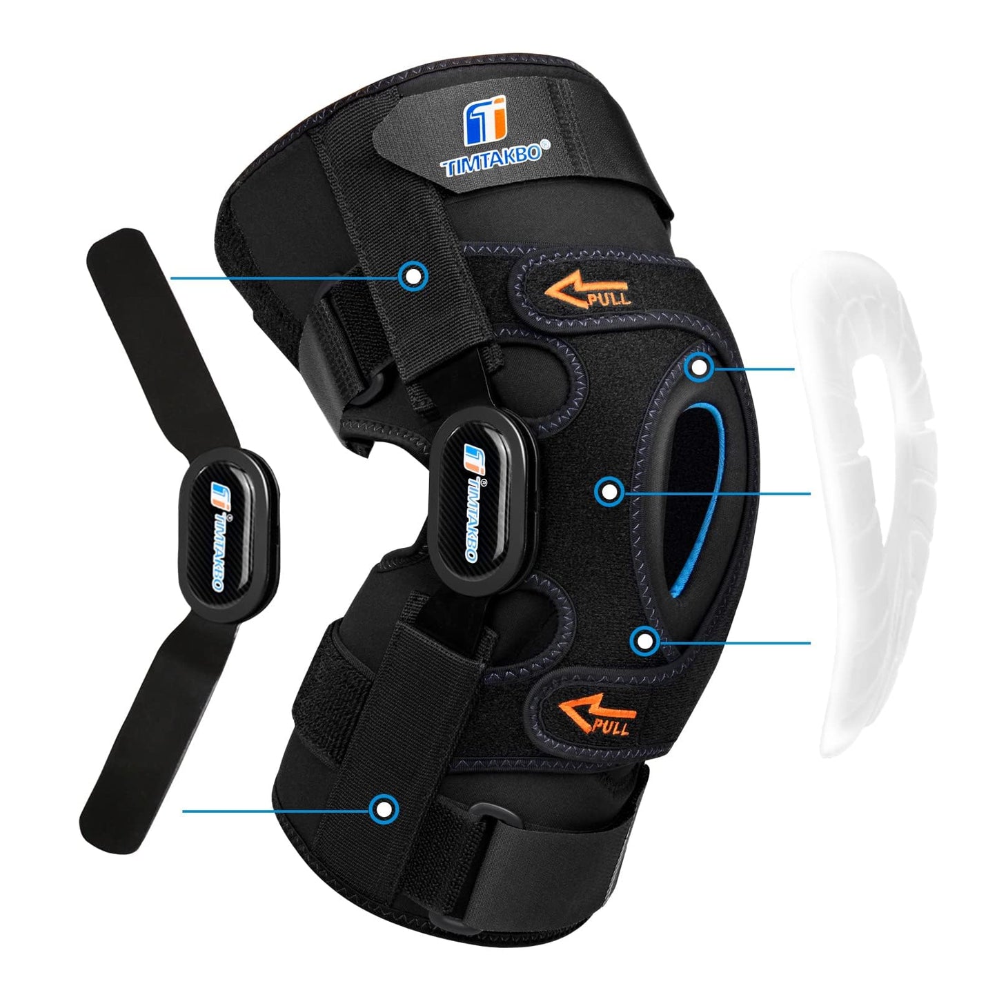 T TIMTAKBO Hinged Knee Brace,GEL Patella Support with Removable Dual Side Stabilizers,Knee Support for Meniscus Tear,Relieves ACL,Arthritis (XL fit Upper 21.5-25.5"/Lower 20-22")