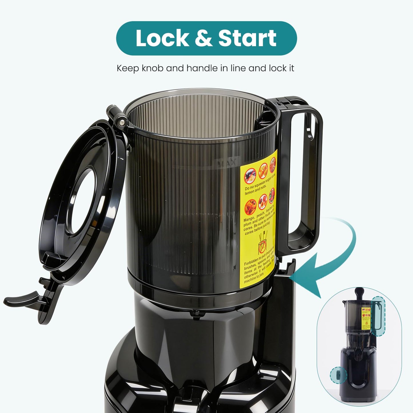 OLIXIS Cold Press Juicer, Slow Masticating Juicer Machine with Reverse Function, Juice Extractor for Making Nut Milk, Easy to Clean & Blade-Free, Black