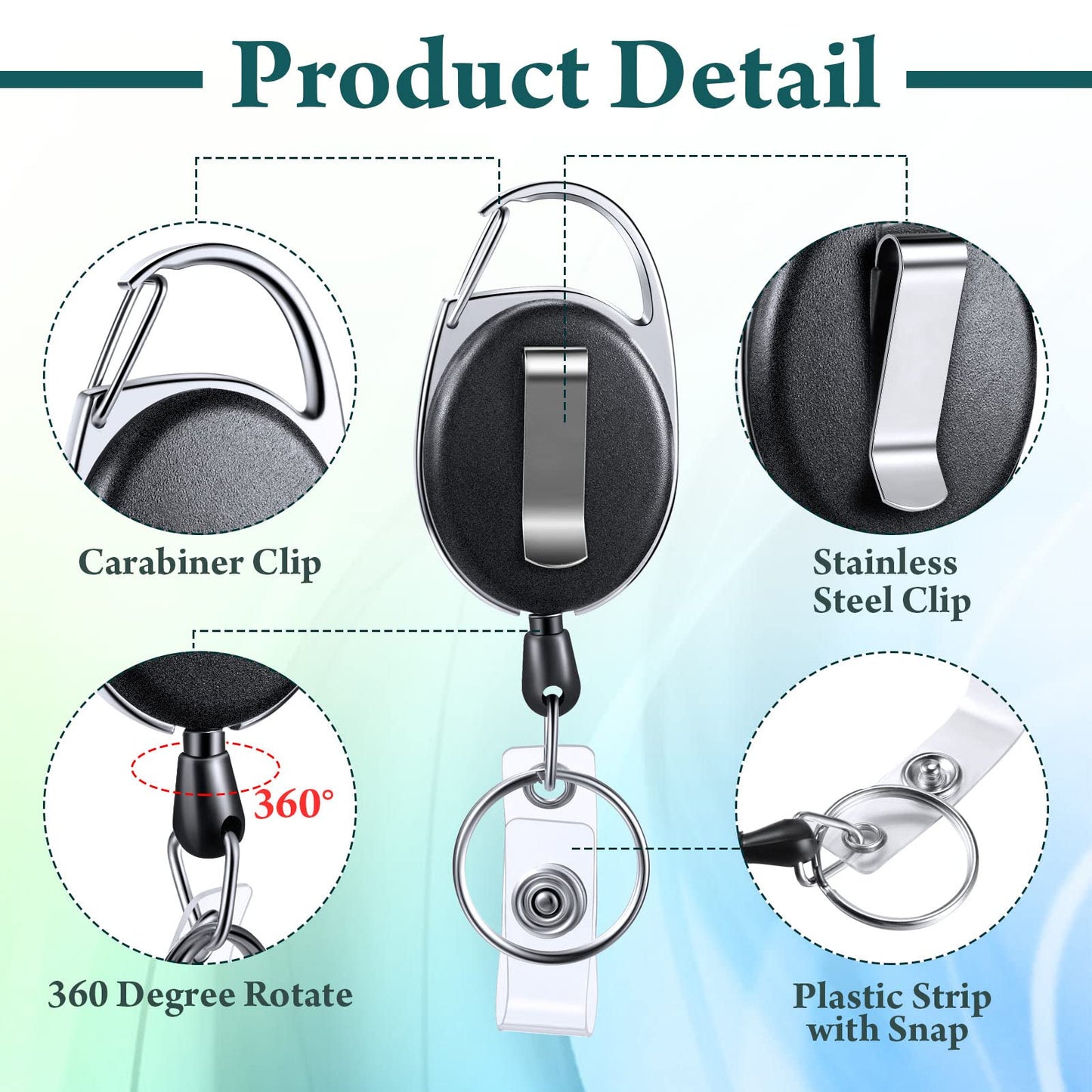 Laumoi 80 Packs Retractable ID Badge Holder Badge Reel with Belt Clip and Key Ring, Name ID Badge Clips Keychain for Office Worker Doctor Nurse Employee (Black)