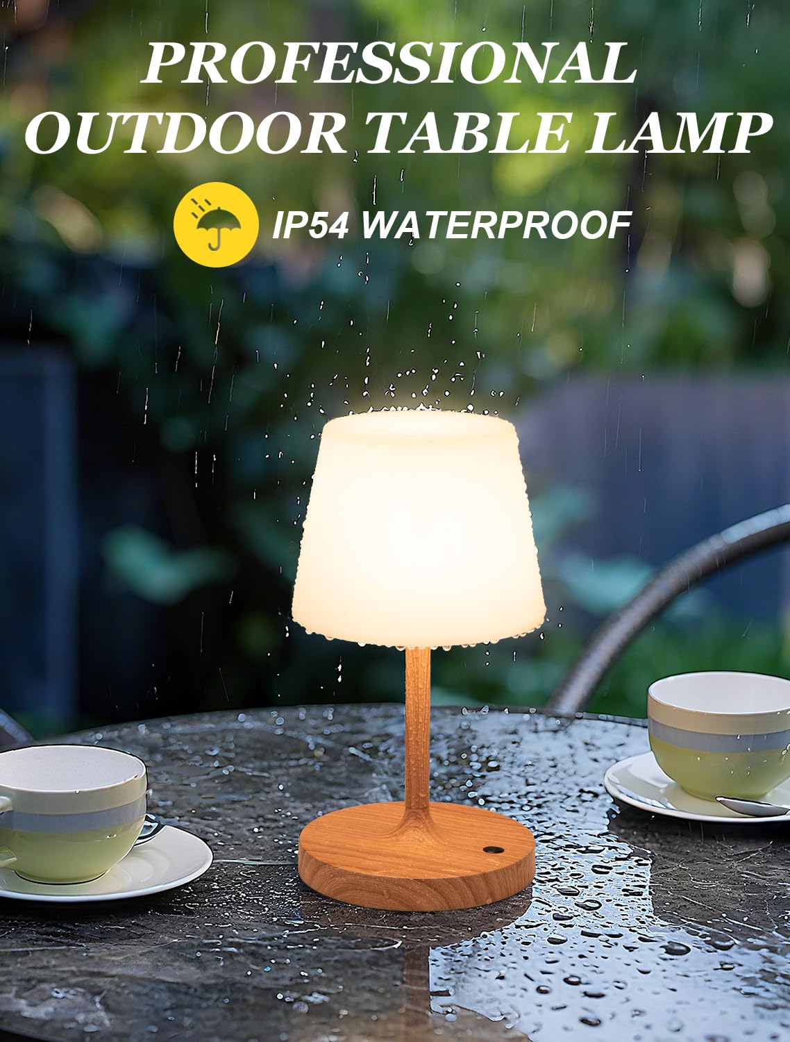 Kakanuo Cordless Shower Lamp Waterproof, Cordless Lamp with 4000mAh Battery, Rechargeable Table Lamp, Touch Dimmable Desk Light for Outdoor, Kitchen, Bathroom, Camping, Patio, IP54