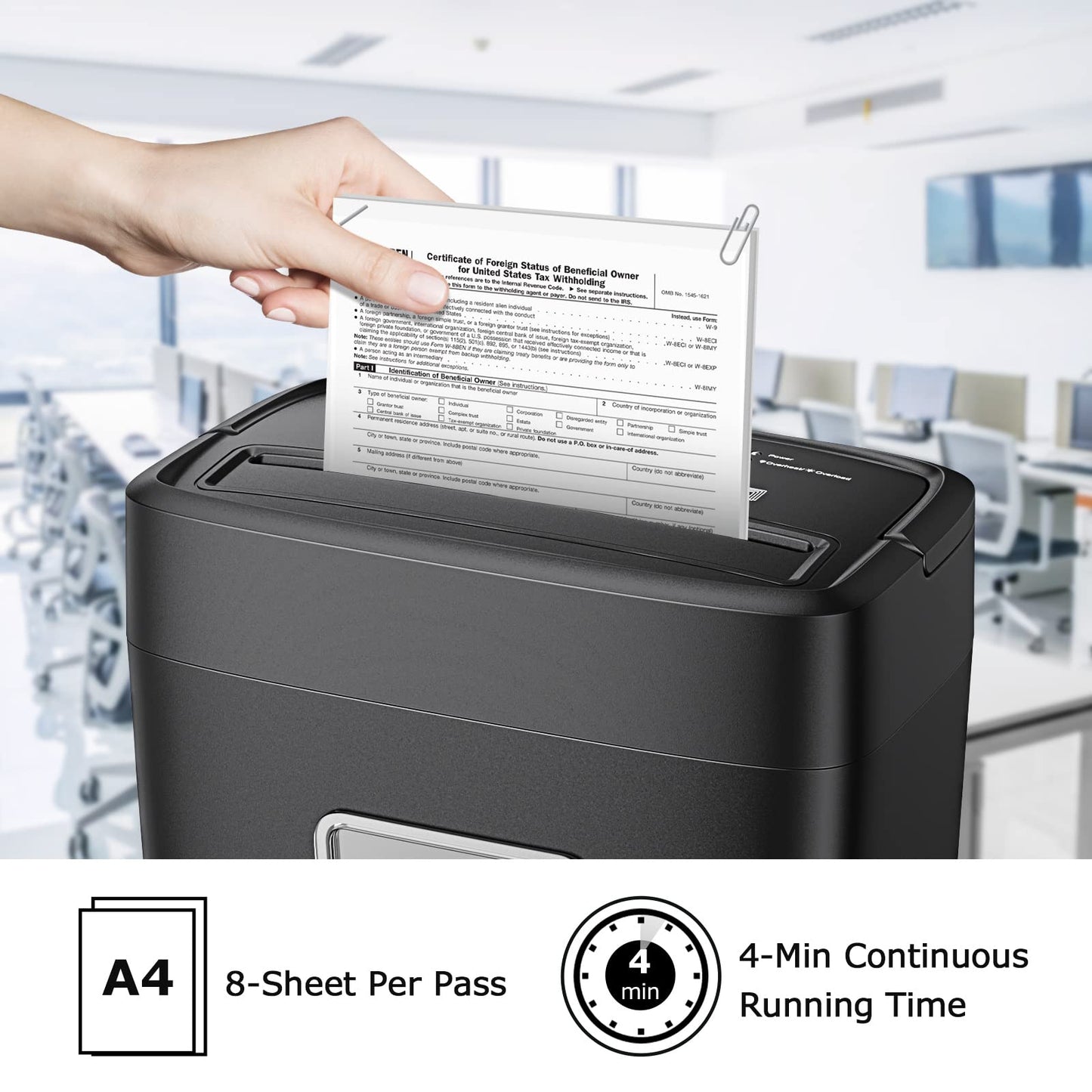 Bonsaii Paper Shredder, 8-Sheet Crosscut Home Office Shredder with 4.2 Gallon Bin, P-4 Security Level Document Shredder Shred Credit Card/Mail/Staple/Clip (C261-C Updated)
