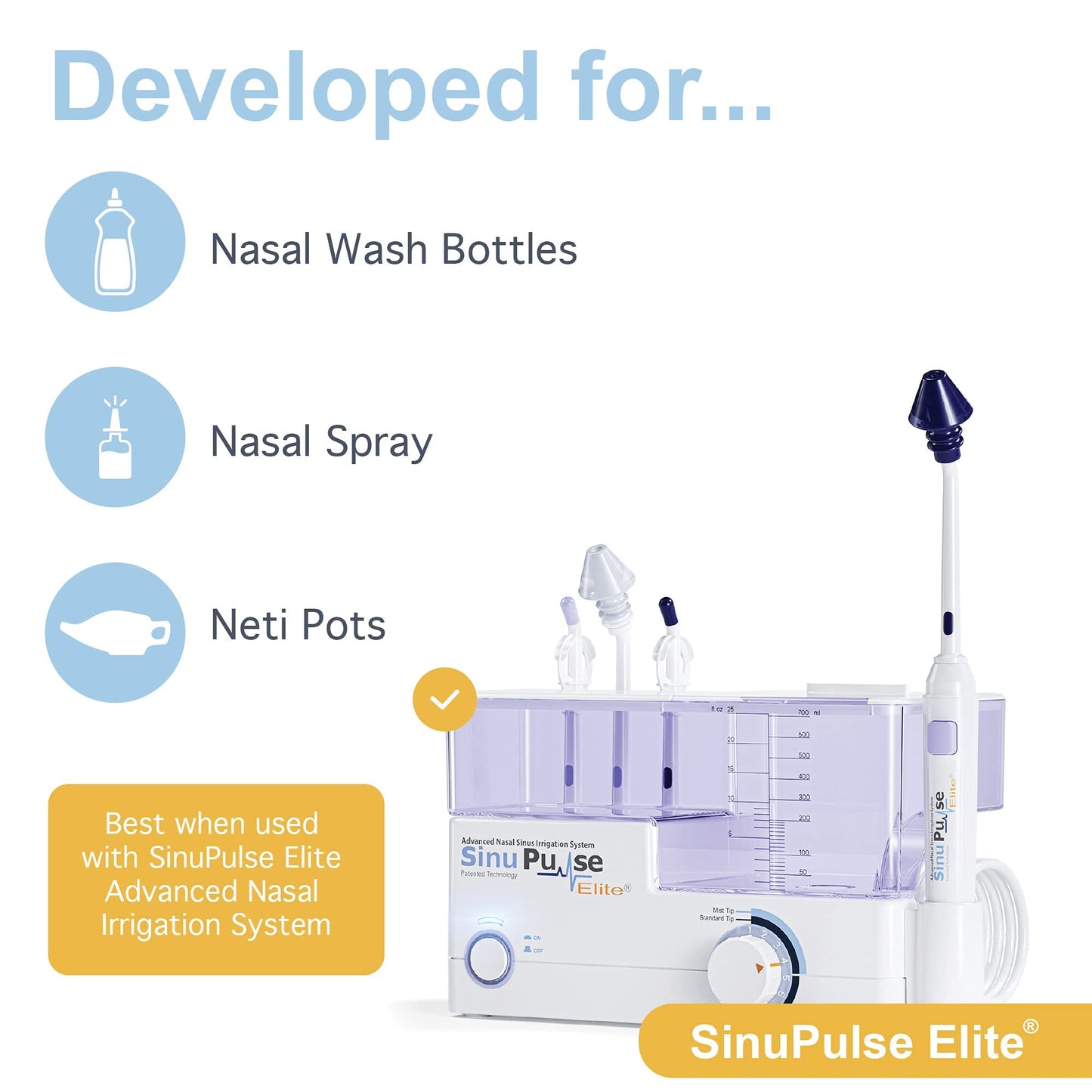 SinuAir Sinus Rinse Salt Solution - Saline Powder for SinuPulse System, Neti Pot Flush, Nasal Wash Squeeze Bottle, & Nose Irrigation, Enhanced Formulation & Cleaning for Sinuses, 180 Packets
