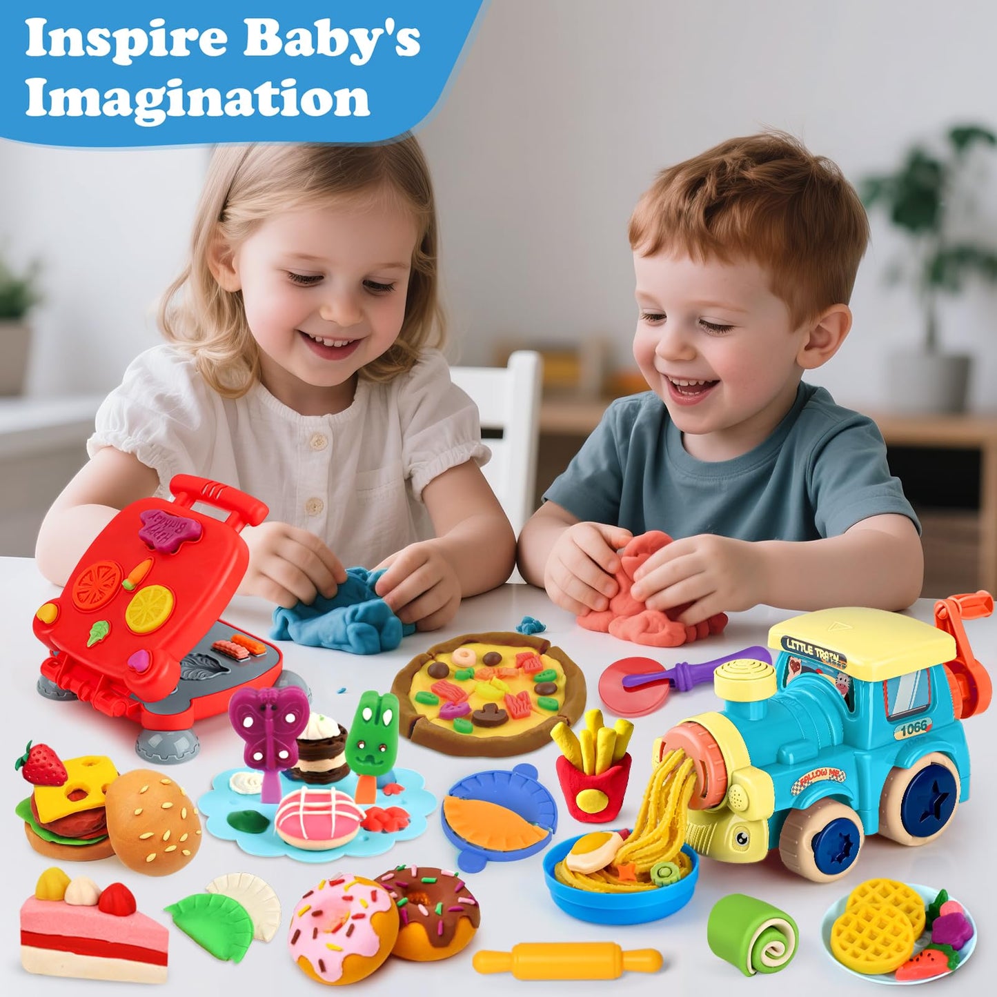 Aprilwolf 3 in 1 Dough Sets for Kids Ages 3-4-8, Hamburger Maker Machine Boys Girls