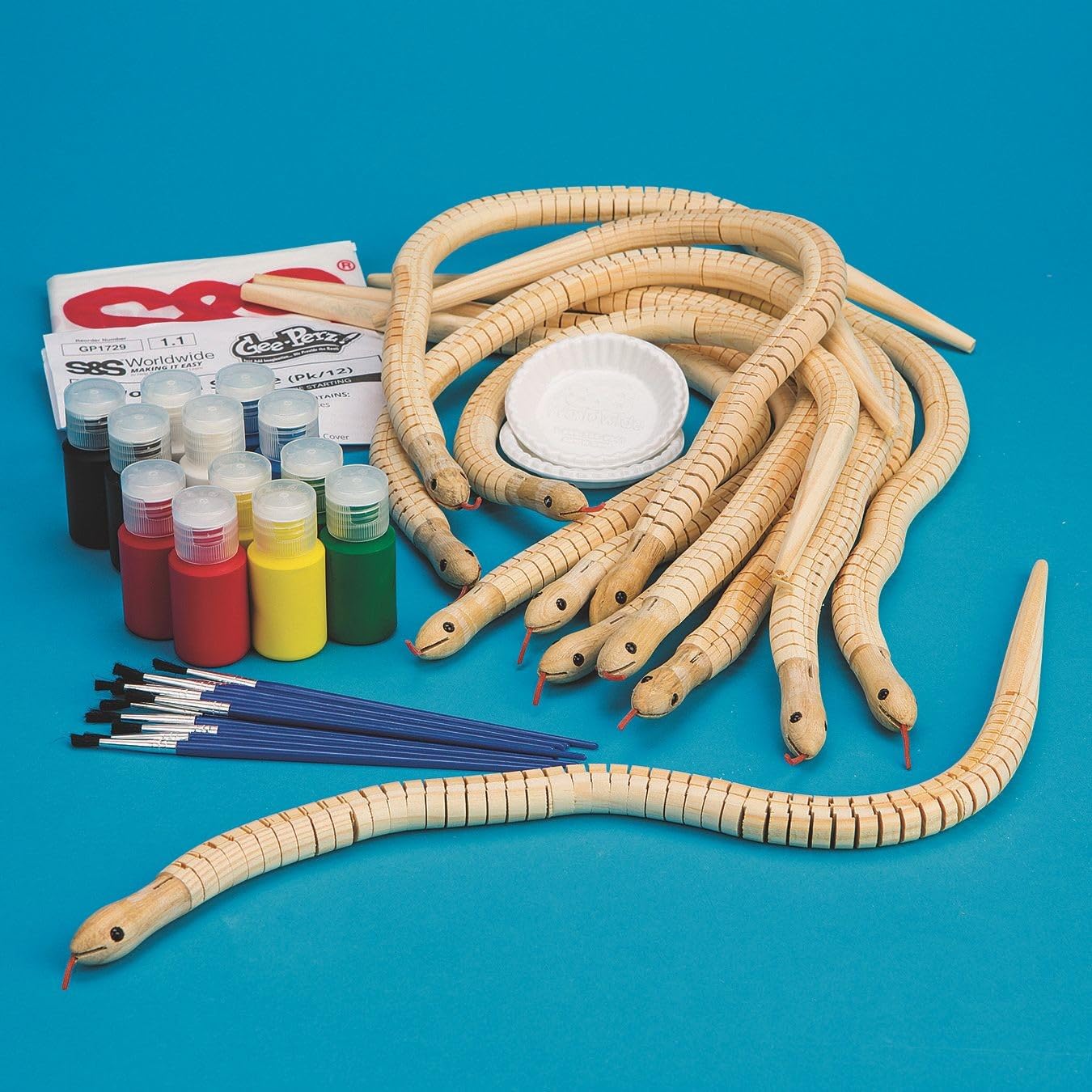 S&S Worldwide Flexible Wooden Snake Craft Kit (Makes 12)
