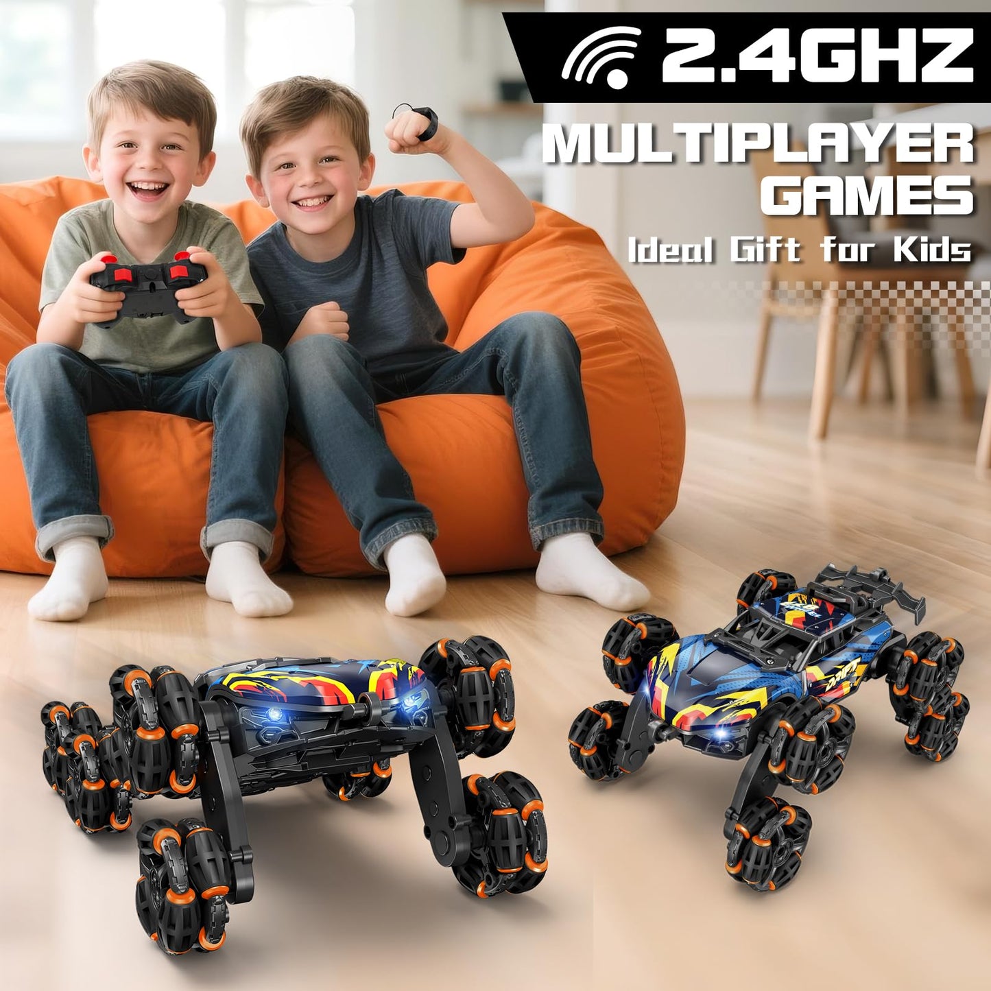 1:16 Remote Control Car Toy for Kids Ages 8 9 10 11 12 Year Old - Birthday 8 WD RC Drift Car Gift for Boy Girl with 2.4Ghz Remote & Gesture Hand Controlled - Cool Spray & Lights & Music Climbing Stunt