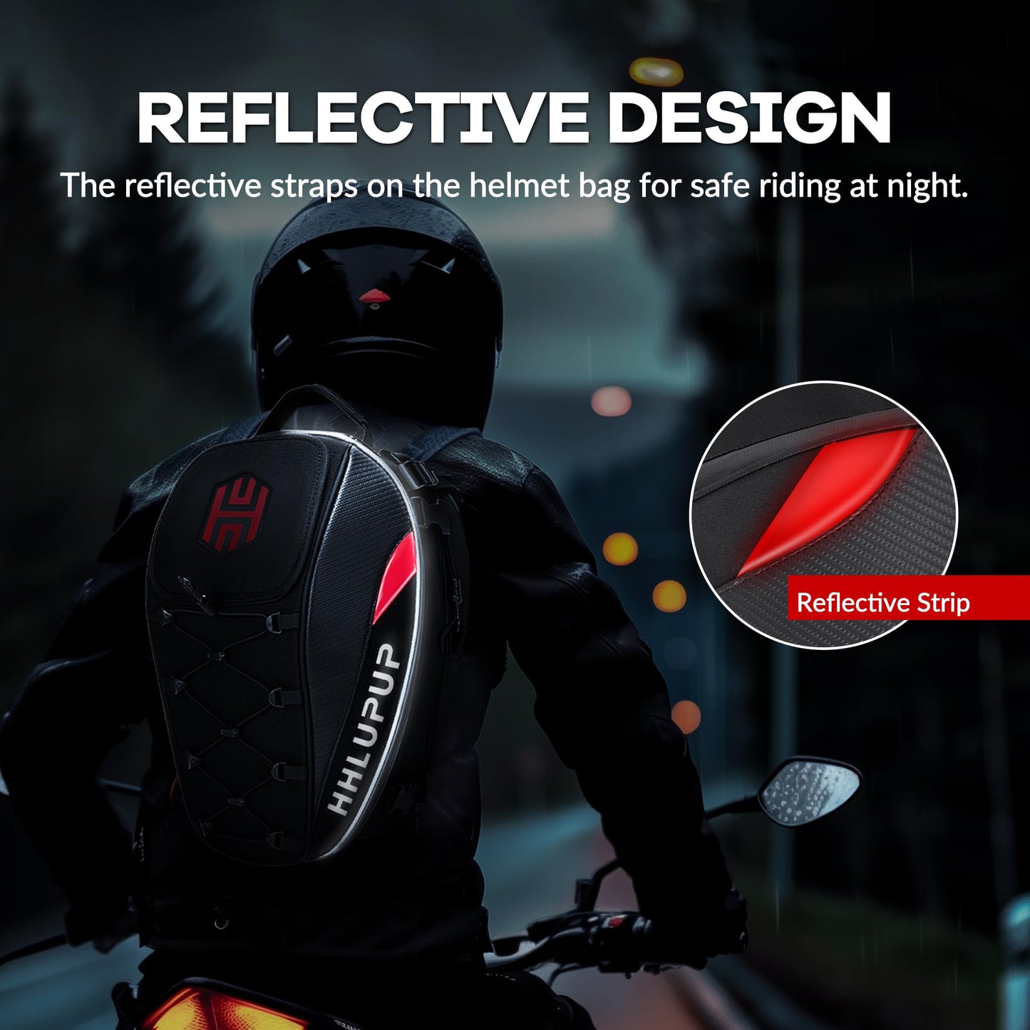HHLUPUP 38L Motorcycle Tail Bag Seat Helmet Large Capacity Motorcycle Backpack Waterproof Luggage Bag Red
