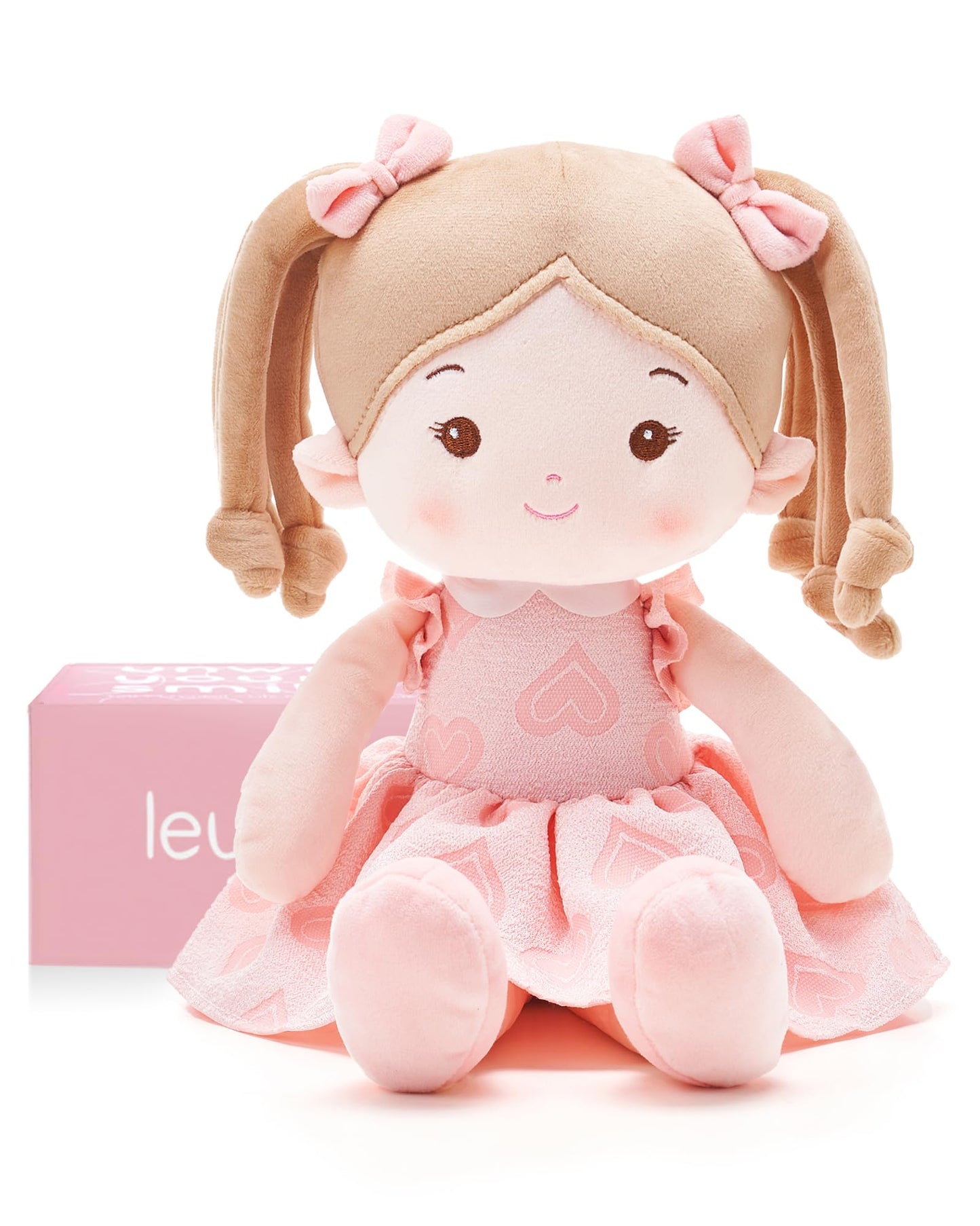 LeyaDoll Soft Baby Doll Toys (16''), My First Baby Rag Doll for 1 Year-Old Girl Birthday Gift, Leya Doll Christmas Plush Toys Gift for Toddler Kids Infants -Sweetheart Girl