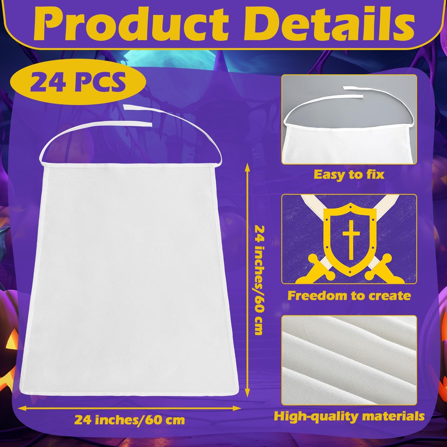 Blosssound 24 Pcs Hero Capes Crafts Canvas Blank Cape to Decorate DIY Hero Dress up Costumes for Kids Party VBS Activities