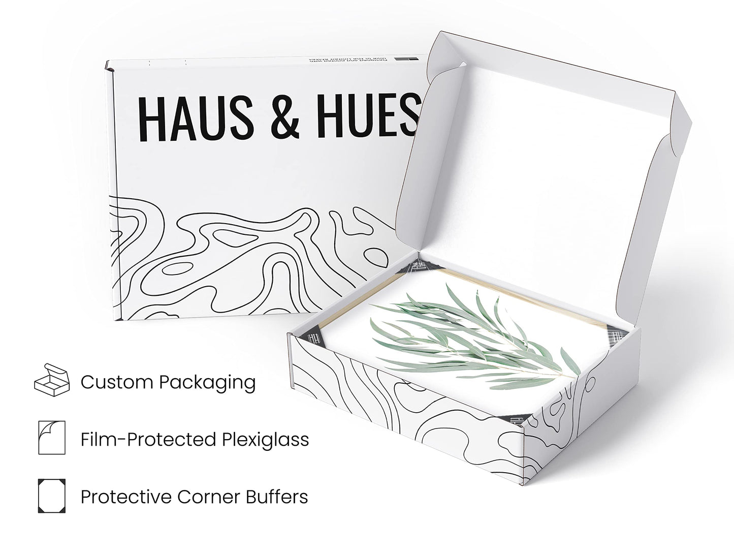 HAUS AND HUES Botanical Plant Wall Art Prints - Set of 4 Plant Wall Decor Prints, Floral Kitchen, Flower Leaves Wall Art, Boho Leaf Eucalyptus Wall Decor, Green Botanical Poster (Beige Frame, 11x14)