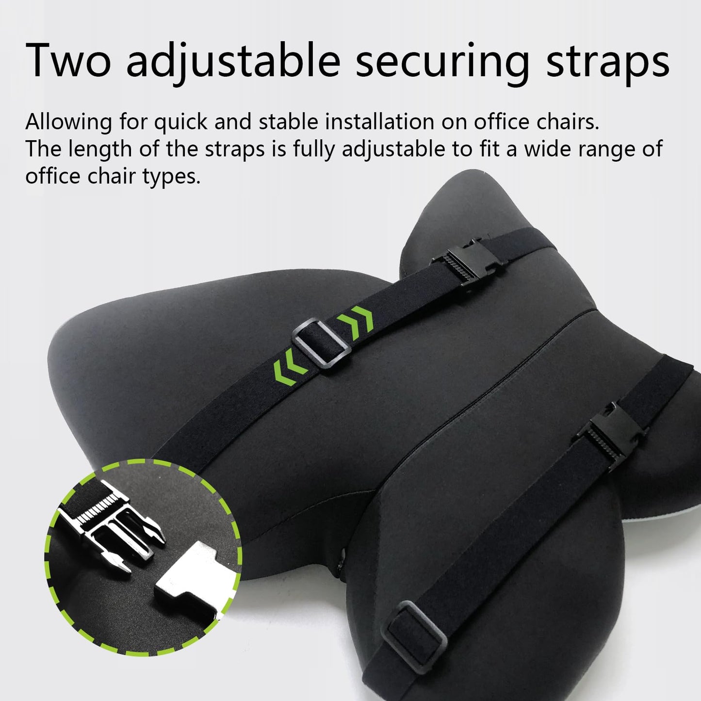 FoKon Memory Foam Lumbar Support Pillow,Back Support for Office Chair,Back Pillow for Chair,Ergonomic Lower Back Cushion for Desk Chair,Computer Chair,Gaming Chair and Car Seat,Washable Cover（Black）