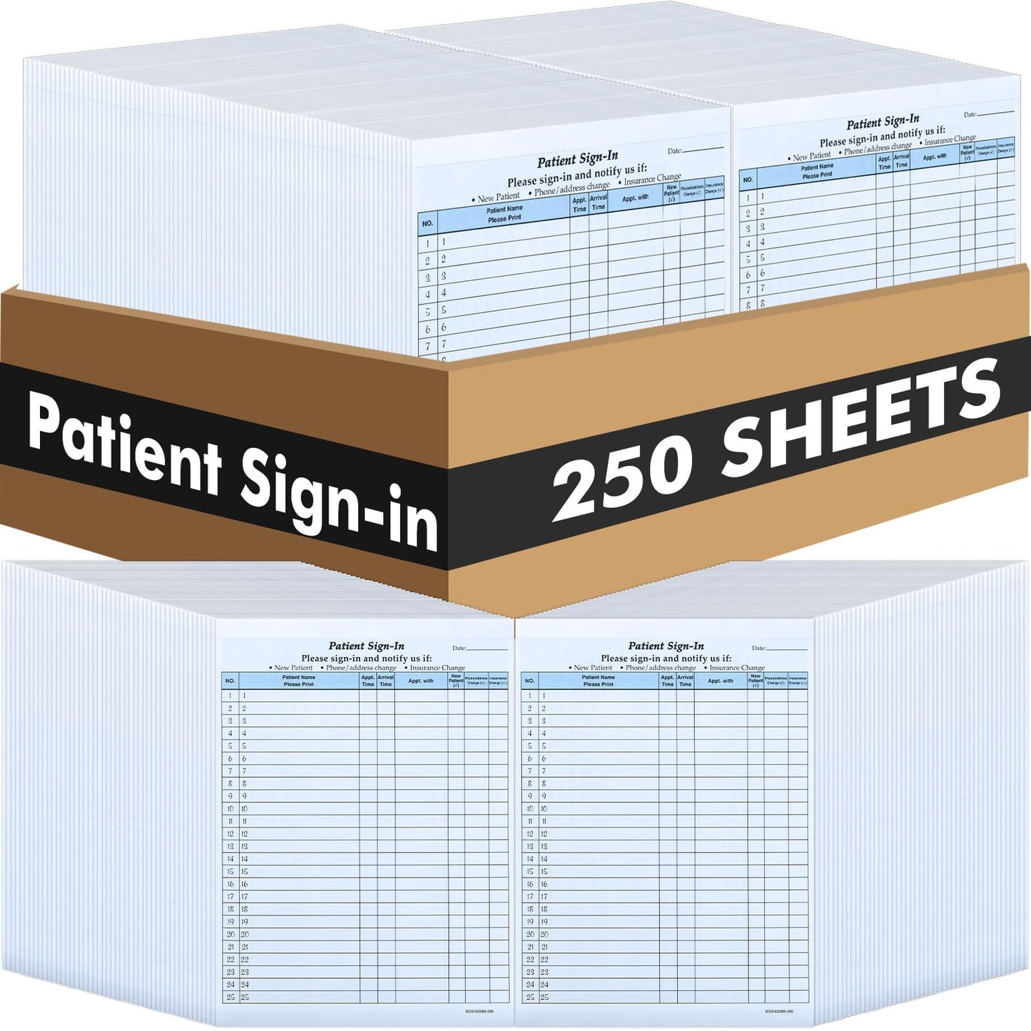 Resholder 250 Pack Patient Sign in Sheets Hipaa Compliant Patient Sign in Label Forms Peel Off Adhesive Labels Carbonless 3 Part Forms for Privacy in Doctor Medical Clinic Dental Office(Blue)