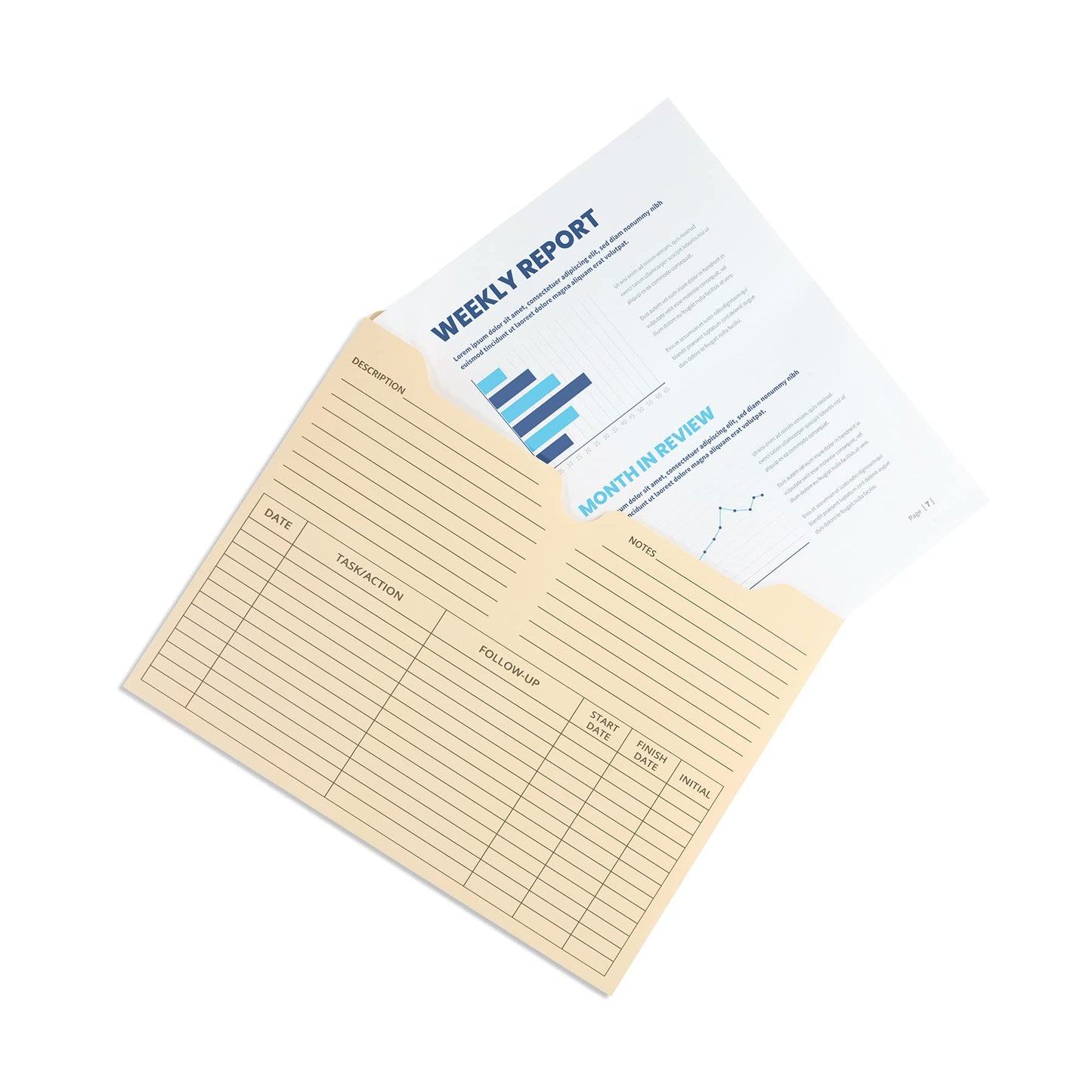 Blue Summit Supplies 50 Project File Folders, Reinforced Straight Cut Tab, 2 Inch Expansion Pocket, Preprinted Project Management Folder Design, Letter Size, Manila, 50 Pack