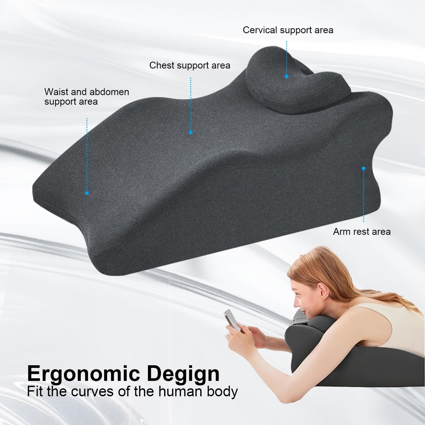 YSOGTDE Memory Foam Wedge Pillow for Sleeping, Reading and Back Support, Intimacy Pillow Ergonomic Bed Pillow for Acid Reflux, Back Pain Relief with Removable Cover