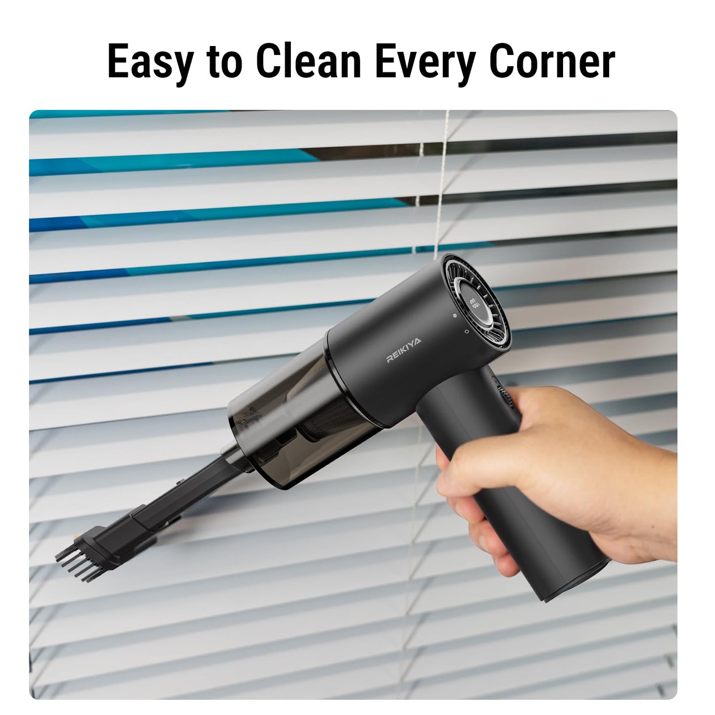 REIKIYA Compressed Air Duster 150000RPM Portable Air Blower for Computer, Keyboard with LED Light, 7800mAh Rechargeable 18000Pa Cordless Portable Vacuum Cleaner for Car Home Office