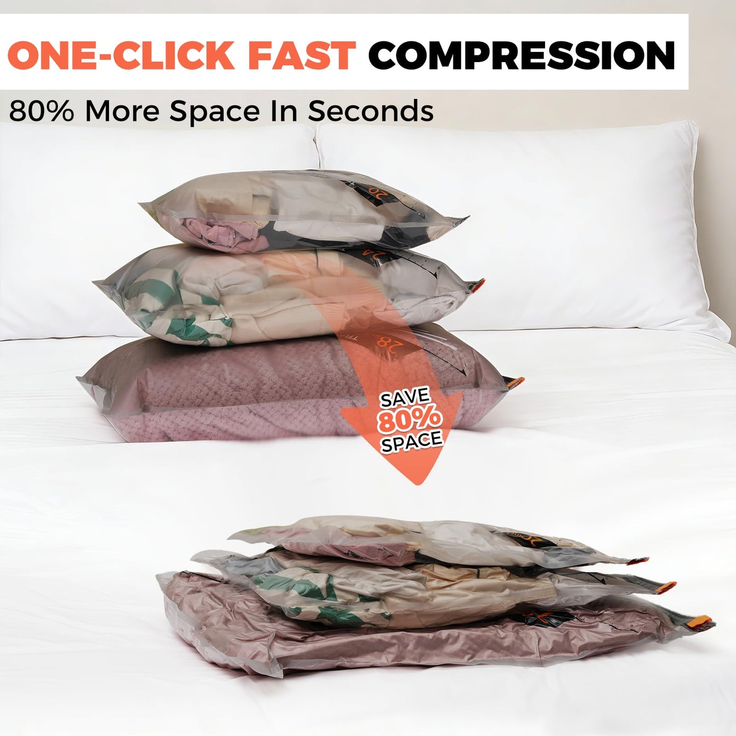 24 Combo Travel Vacuum Bags with Cordless Rechargeable Pump, Portable Space Saver Compression Bag for Clothing, Vacuum Seal Packing Bags for Home Clothing Luggage Organizer Travel Essentials