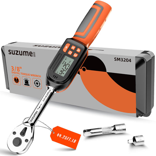 3/8 Digital Torque Wrench (2.21-44.25 Ft. Lb/ 3-60 N.m) ±2% Accuracy Digital Torque Wrench 3/8 Drive with Buzzer and LED Flash Notification Peak/Track Mode Electric Torque Wrenches For Moto Bike Car