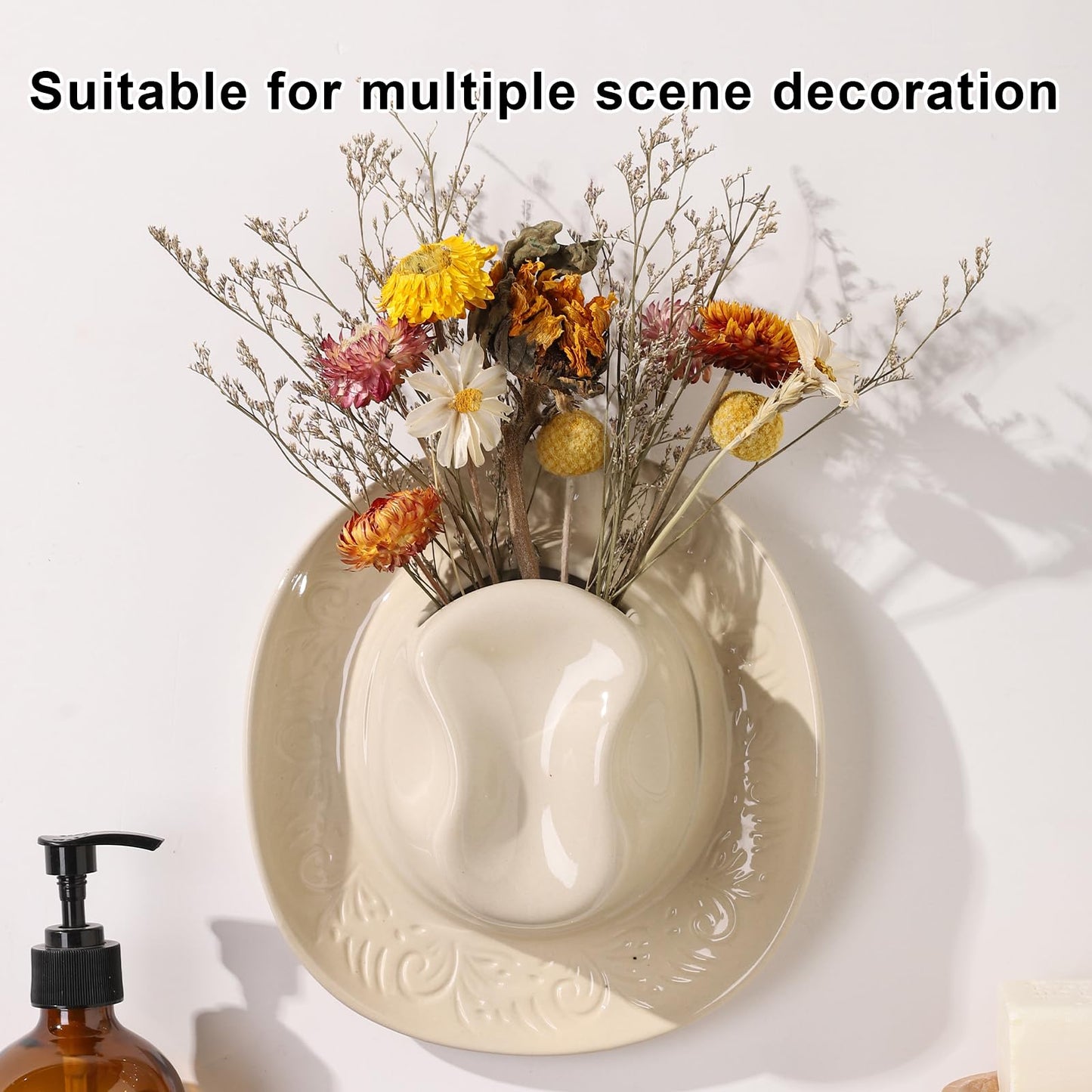 Hanging Wall planters for Indoor Plants, Ceramic Cowboy Wall vases for Flowers, for Bathroom, Living Room, Office, and Home Decor. Medium