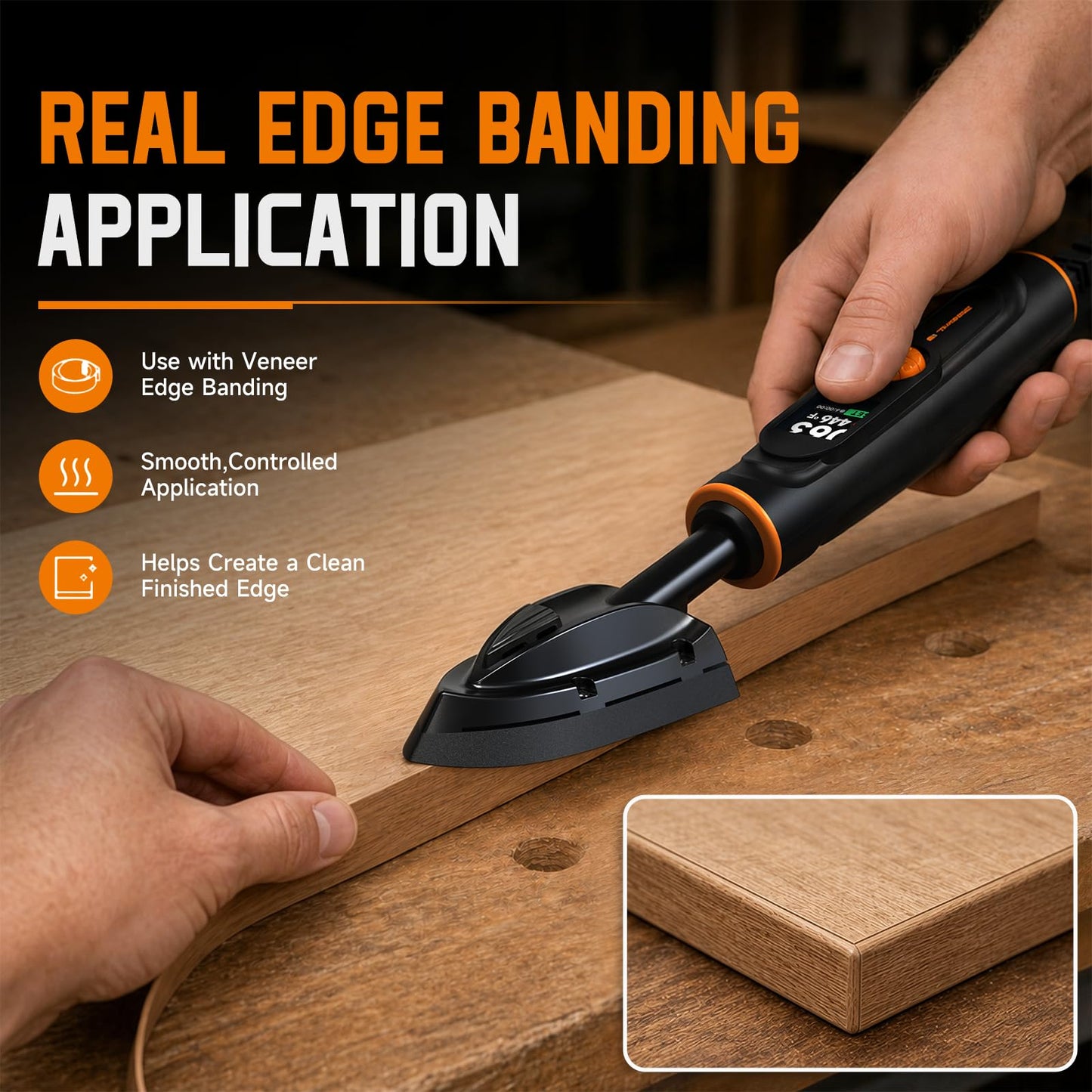 THARREX Digital Edge Banding Iron with LCD Screen | Extra-Long 8.2 ft Cord | Adjustable Temperature for Woodworking, Veneer & Crafts, RC Hobbies