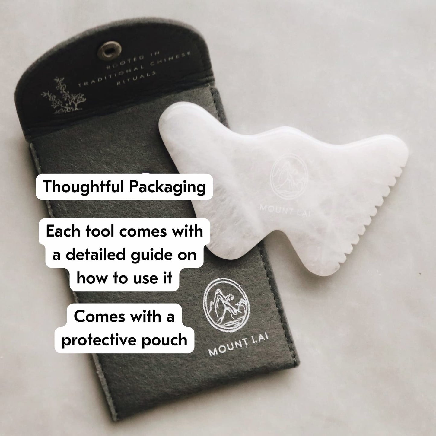 Mount Lai Vitality Qi White Jade Gua Sha Face Sculpting Tools for Women, Self Care Facial Massage Guasha Tool for Face and Body to Help Relieve Muscle Tension and Reduce Puffiness