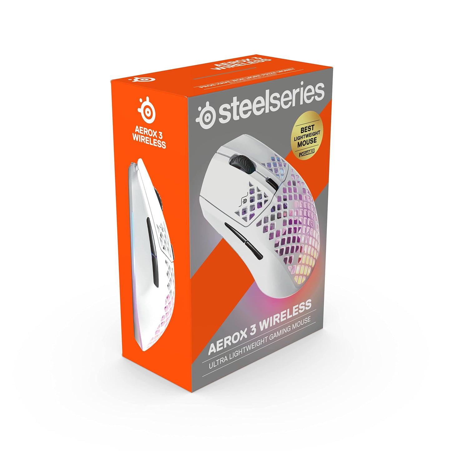 SteelSeries Aerox 3 Wireless - Super Light Gaming Mouse, 18,000 CPI TrueMove Air Optical Sensor, Bluetooth Cordless/Wireless PC Gaming Mice for Computer and Laptop, Water Resistant, Snow (Renewed)