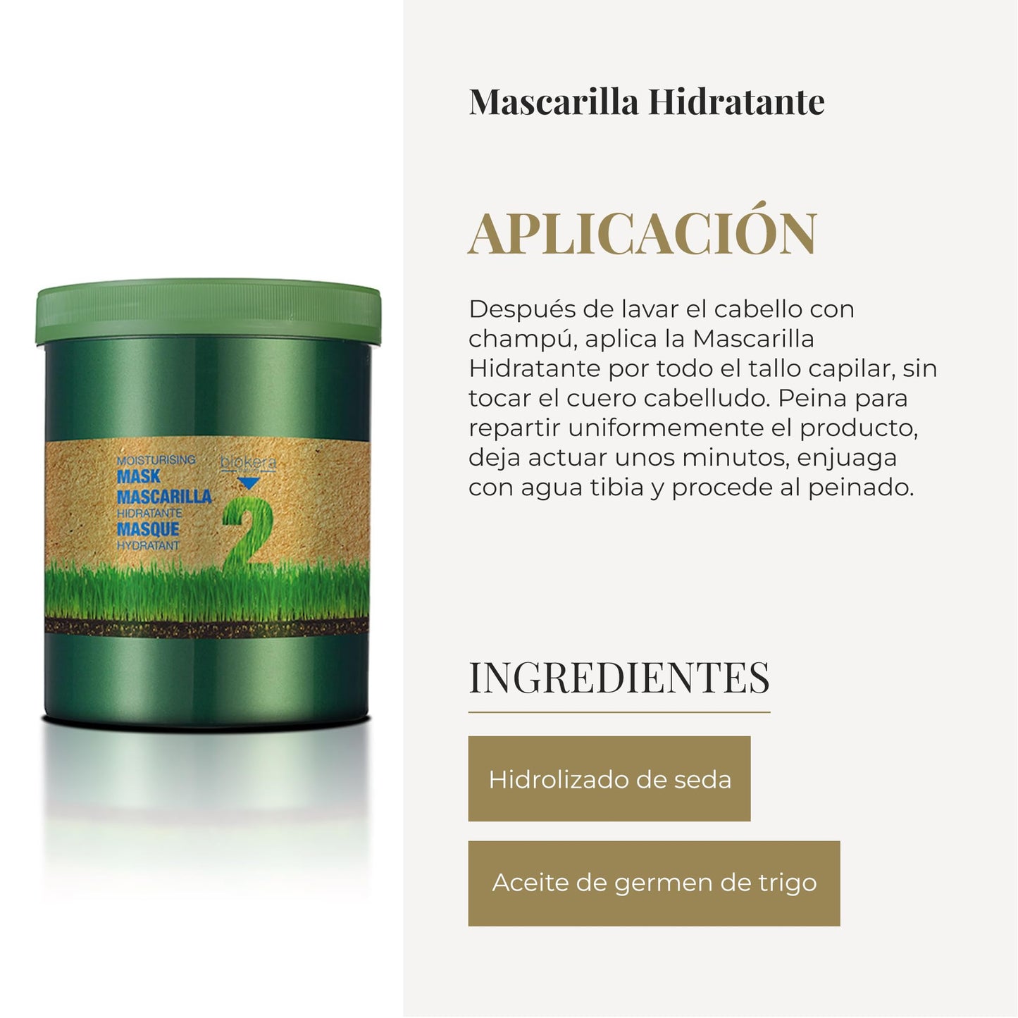 Salerm - Moisturizing Mask Biokera Natura - 1000 ml - Ideal for Dry or Dehydrated Hair - with Wheat Germ Oil - Deep Hydration - Smoother and Shinier Hair