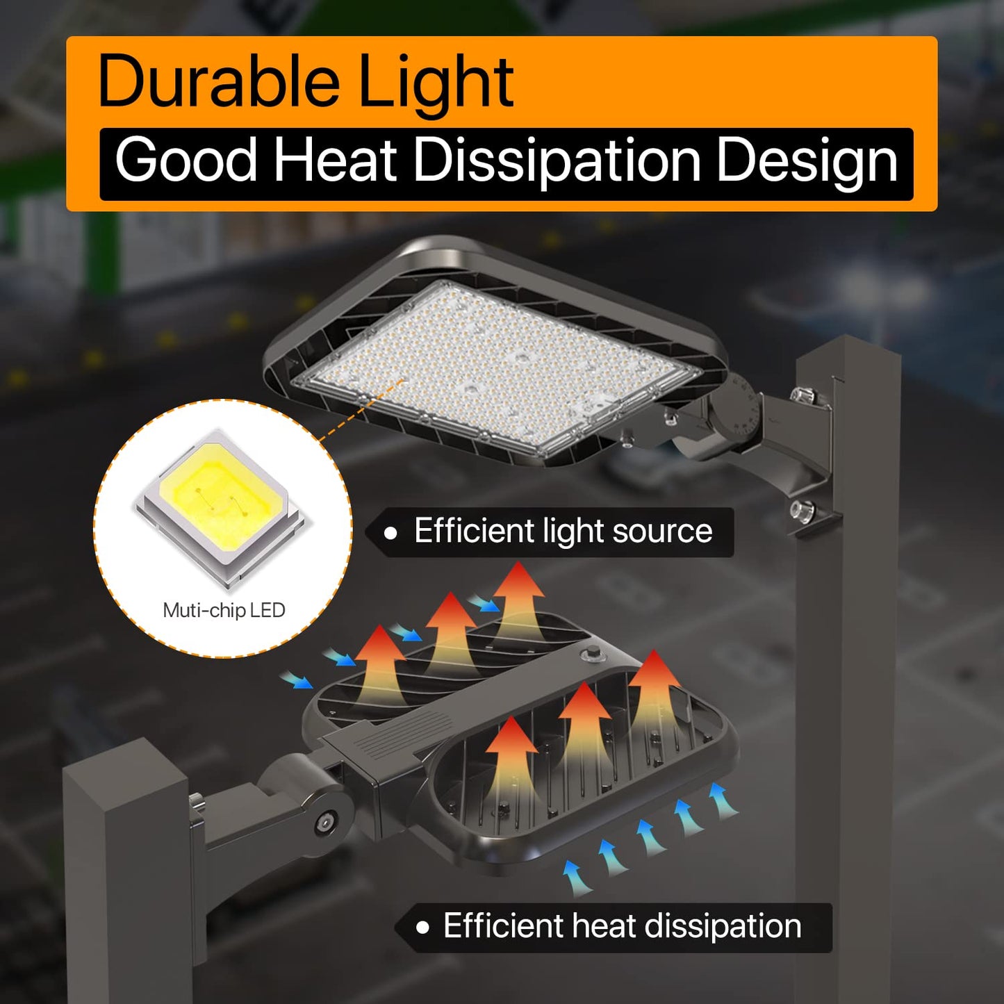 DEMILARE LED Parking Lot Light 150W Adjustable Arm Mount, 22500LM Quick Installation Dusk to Dawn Street Area Lighting, 5000K IP65 Waterproof Commercial Lights for Parking Lot, Gym, Driveways