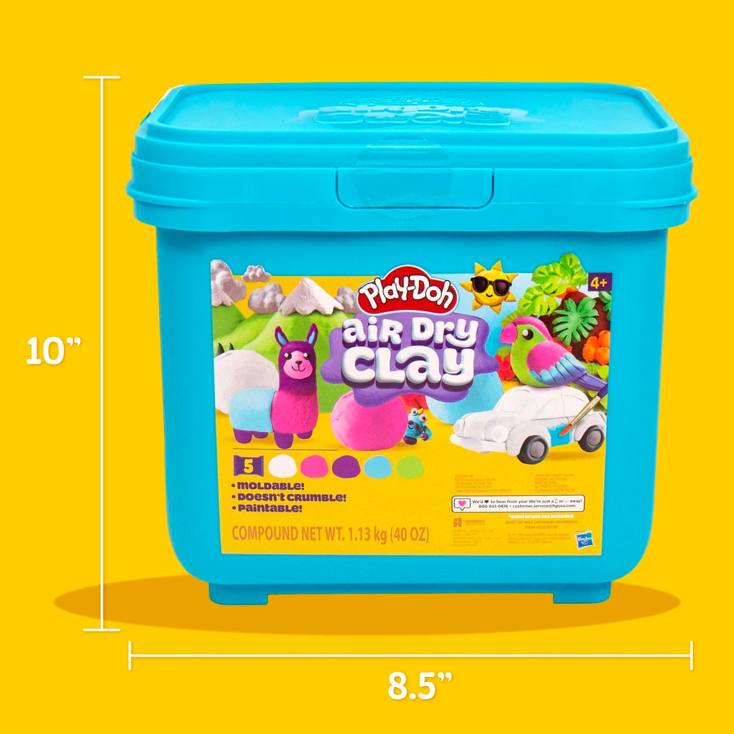 Play-Doh Brand Multicolor Air Dry Clay Bucket, 40 oz, 5, Paintable Clay Lightweight & Crumble-Free Sculpting Clay, Arts and Crafts Supplies, Kids Craft Materials