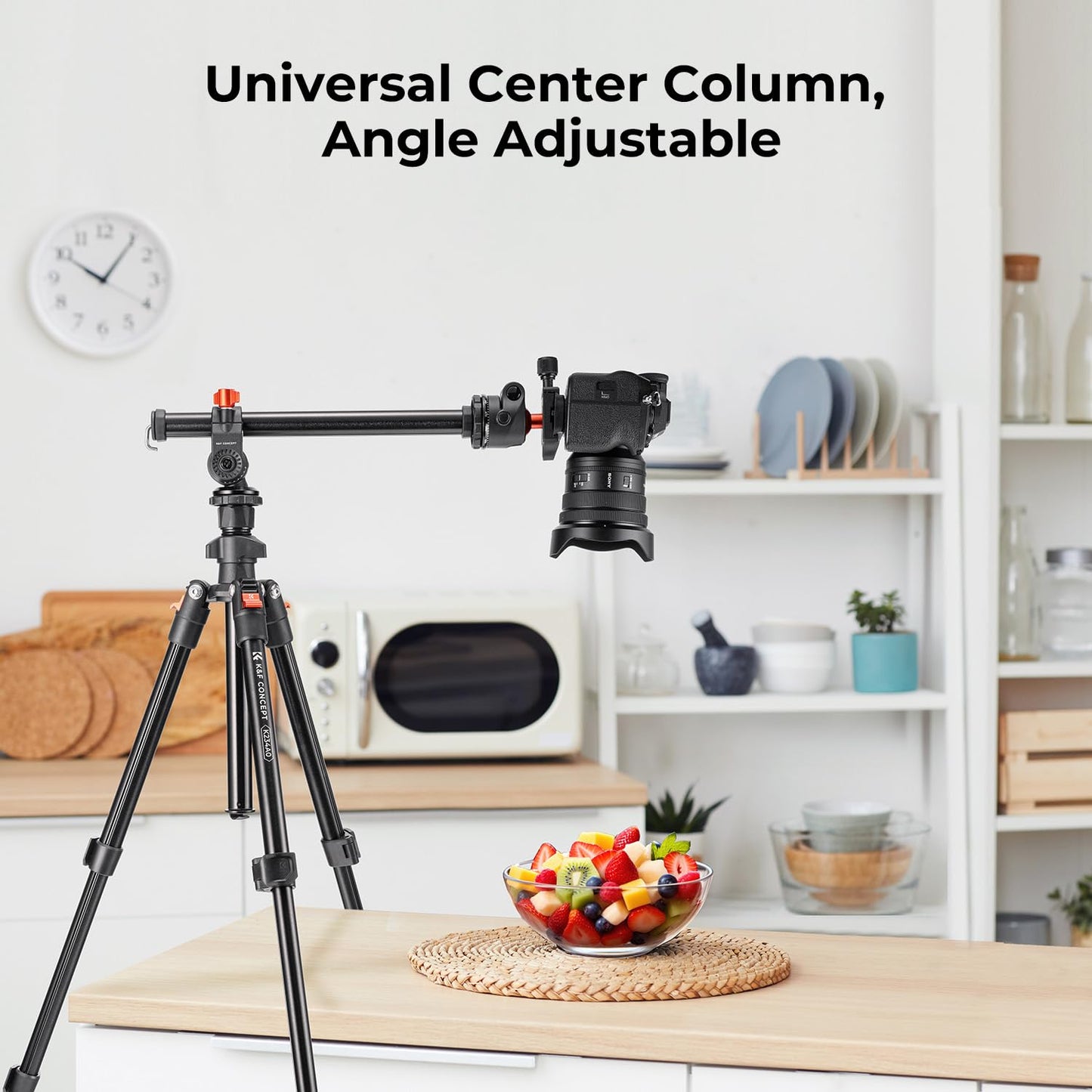K&F Concept 76 inch Camera Tripod with Rotatable Multi-Angle Center Column,Lightweight Travel Outdoor DSLR Tripods with 360 Degree Ball Head Load Capacity 8kg/17.6lbs, Cellphone Clips for Smartphone