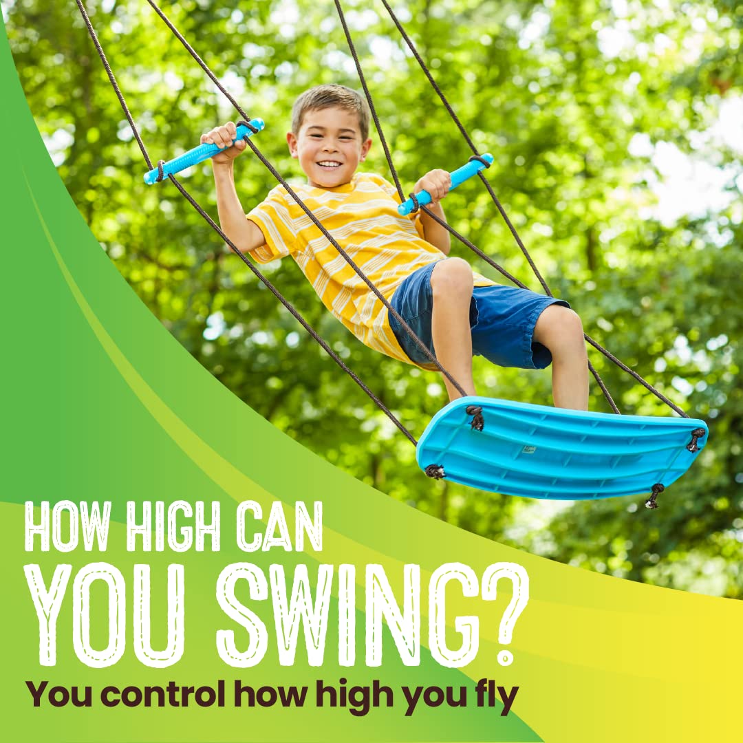 Swurfer Kick Stand Up Surfing Tree Swing Outdoor Swings for Kids Up to 200 Lbs - Hang from Up to 10 Feet High - Includes 24" SwingBoard, UV Resistant Rope, & Handles