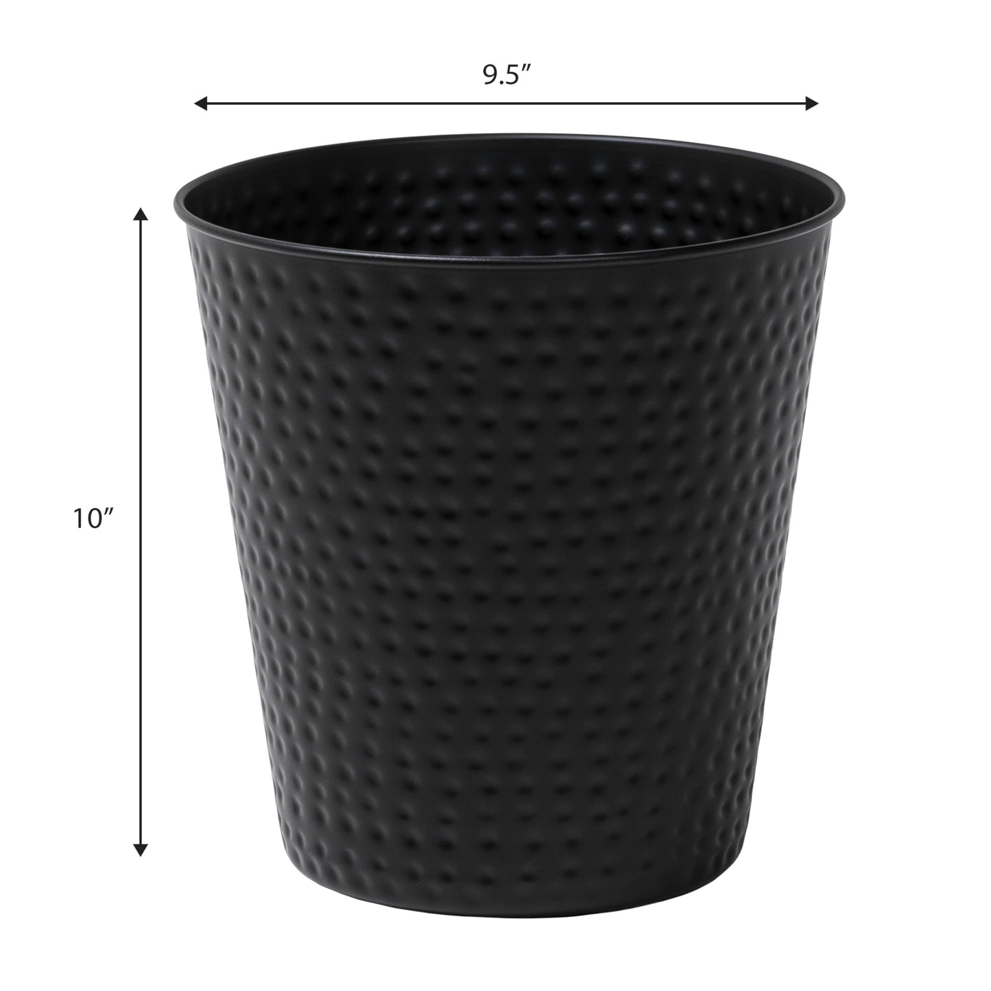happimess HPM1110A-SET2 Axel Modern Minimalist Hammered Steel 2 Gal Waste Bin for Kitchen, Office, Bathroom, Bedroom, Dorm, Matte Black (Set of 2)