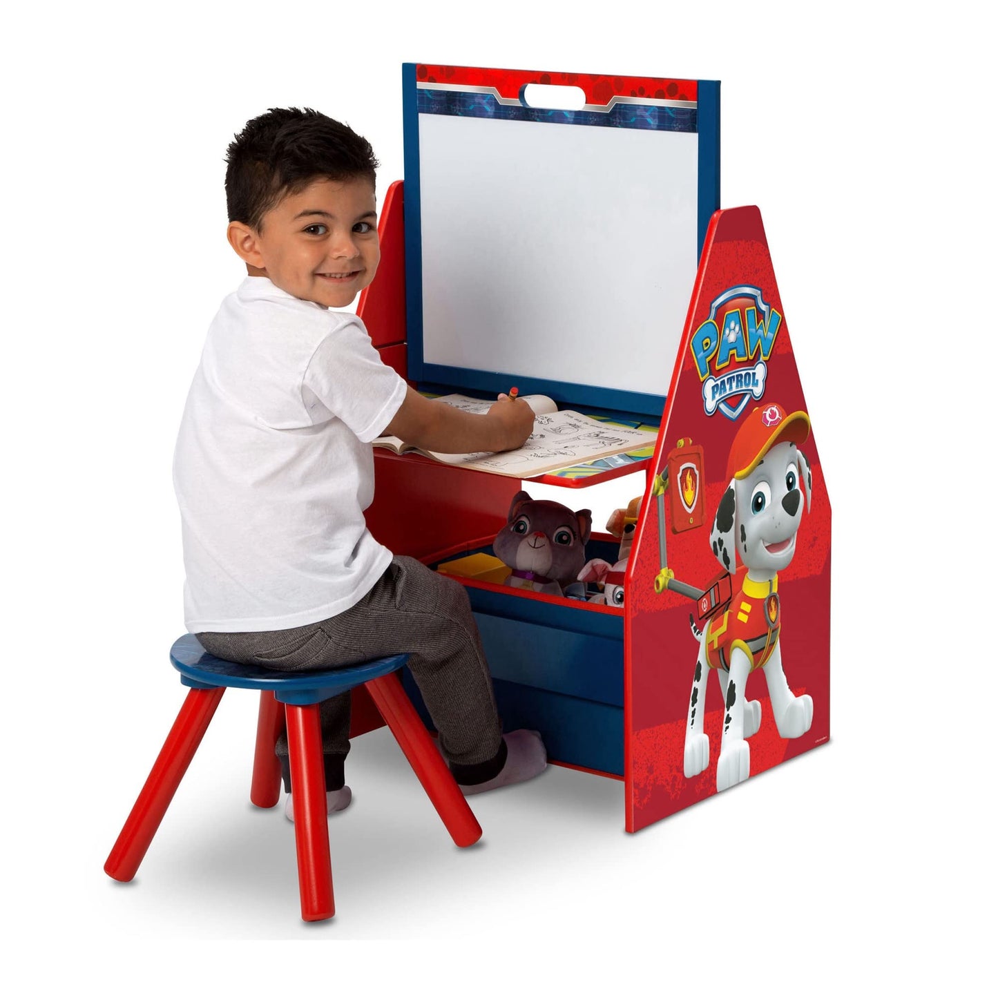 Delta Children Deluxe Kids Art Easel Desk Stool Toy Table Organizer, Nick Jr. PAW Patrol