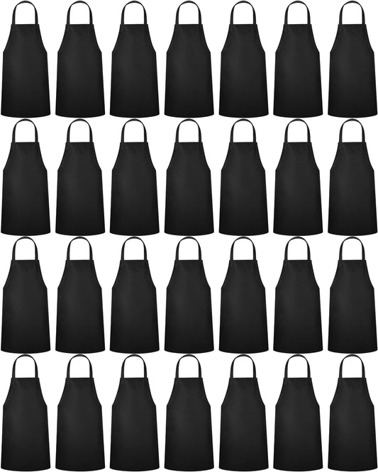 36 Pack Bulk Plain Aprons for Man Woman Adult Unisex Apron Machine Washable Adjustable Bib Aprons(Black)