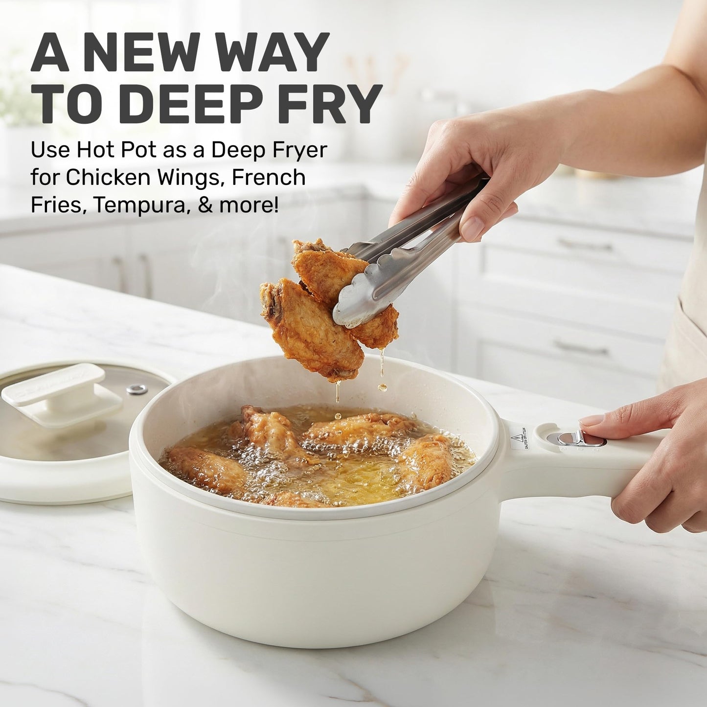 CERAMAX PRO Electric Hot Pot with Lid & Steamer, 1.5L Non Toxic Ceramic Cooker Skillet for Ramen, Eggs, Pasta for Dorms, Camping, RVs, Work, Adjustable Temp. - New Improved 2026 Model