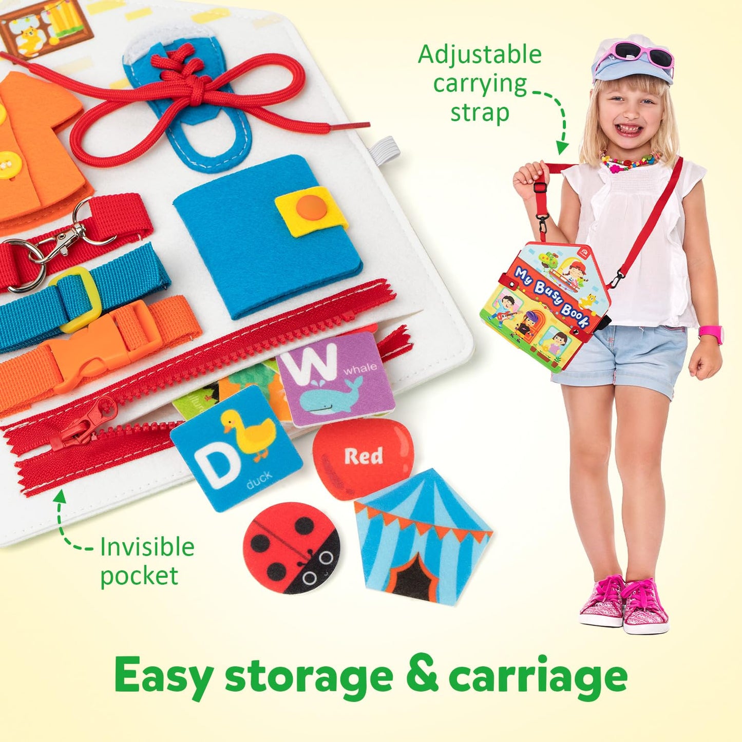 Coogam Toddler Felt Montessori Busy Book, Activity Sensory Boards Fine Motor Skill Quiet Book Car Travel Autism Toys Preschool Learning Educational Toy Gift for Kids