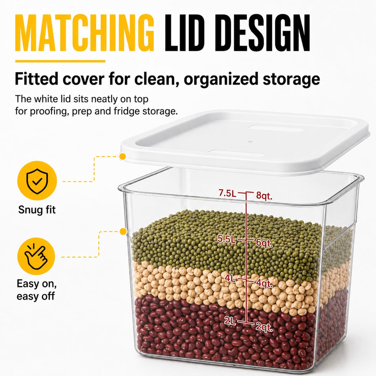 2 Pack 8Qt Clear Food Storage Containers with Lids – BPA-Free Stackable Kitchen Organizer for Pantry, Fruits, Vegetables, Meal Prep & Dough Proofing