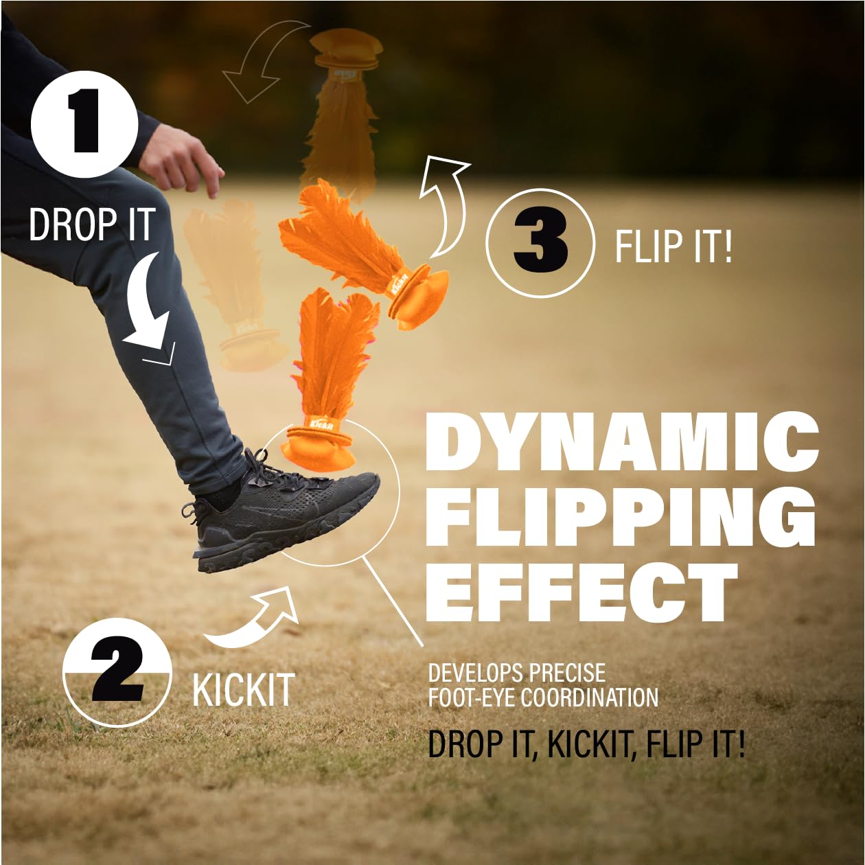 Kickit | The Original Birdie Soccer Trainer | Play Outdoors, Indoors or Backyard, Beach or Tailgate (Orange)